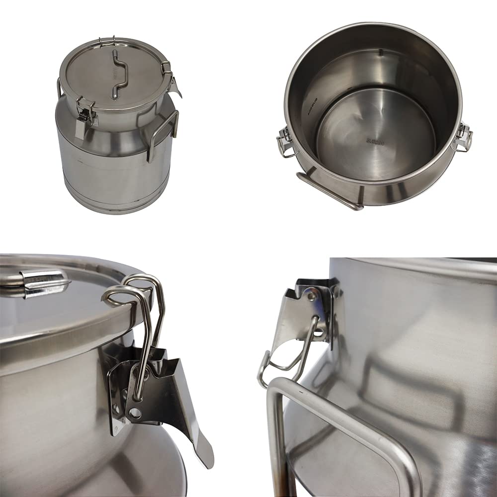 Premium 304 Stainless Steel Milk Can with Silicone Sealed Lid - 5.3 Gallon (20L) - Ideal for Storing Milk, Honey, Juice & Cooking Oil - Perfect for Home, Restaurant & Commercial Kitchen Use