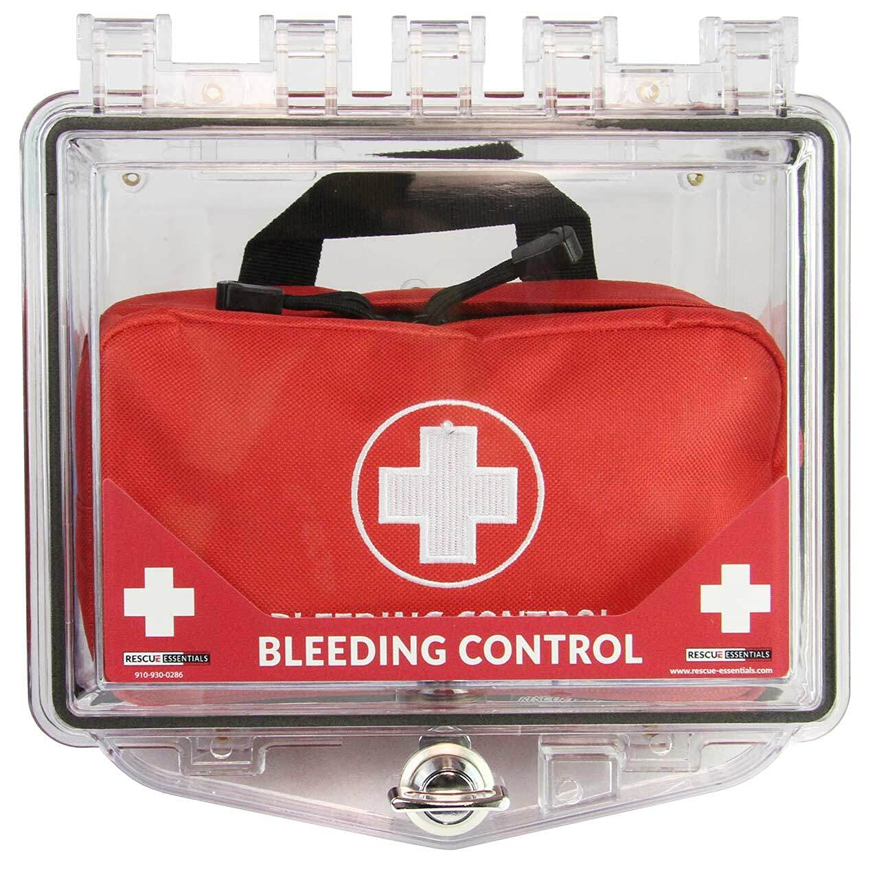 Wall Mount First Aid Cabinet for Bleeding Control Kits - Polycarbonate Medical Supply Storage with Trauma Kit | Perfect for Hospitals, Clinics & Emergency Preparedness