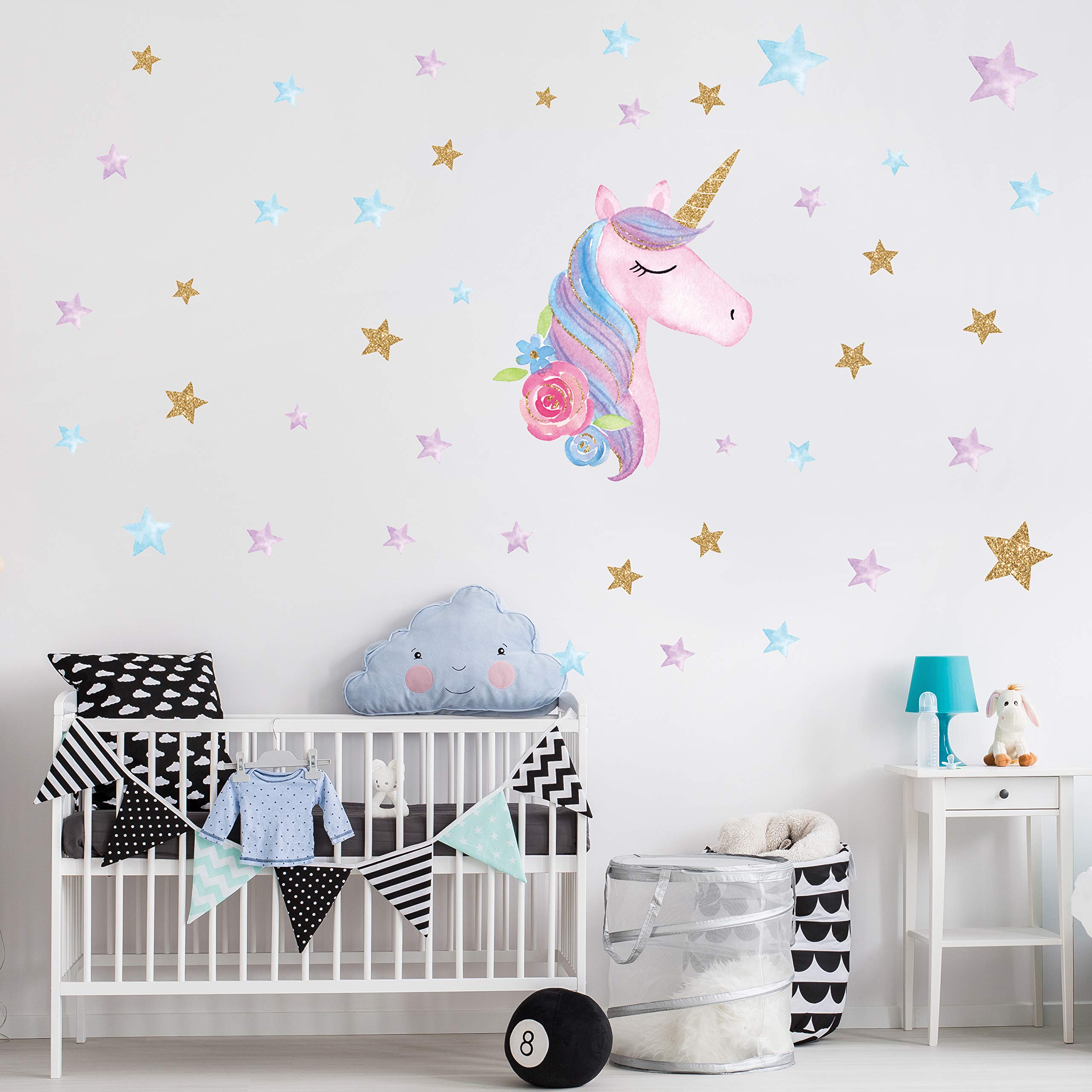 Big Unicorn Wall Decals - Removable Peel and Stick Wall Stickers for Kids' Bedroom, Nursery, Living Room Decor - Perfect for DIY Home Decor & Party Backdrops