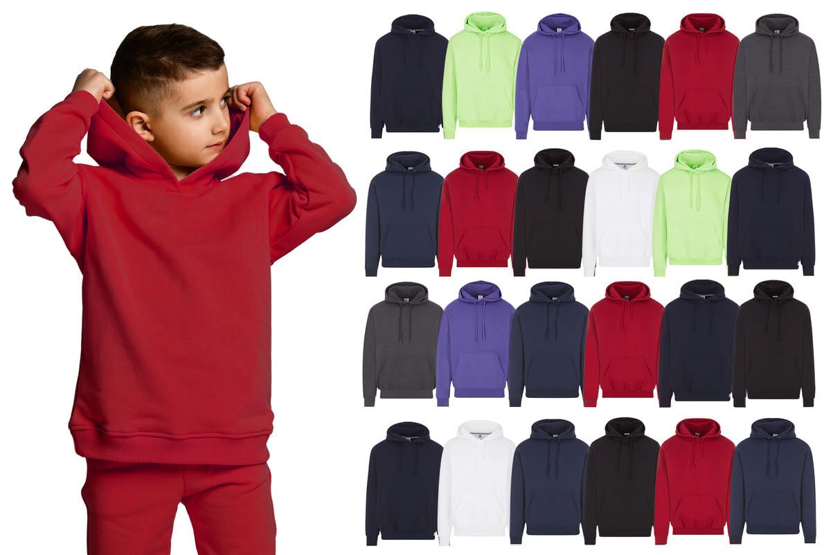 BILLIONHATS Wholesale Kids Hoodie Sweatshirts - Bulk Unisex Children's Hooded Shirts for Boys & Girls, Warm Fleece Pullover for School, Camping & Donations | Perfect for Winter Wear & Group Activities