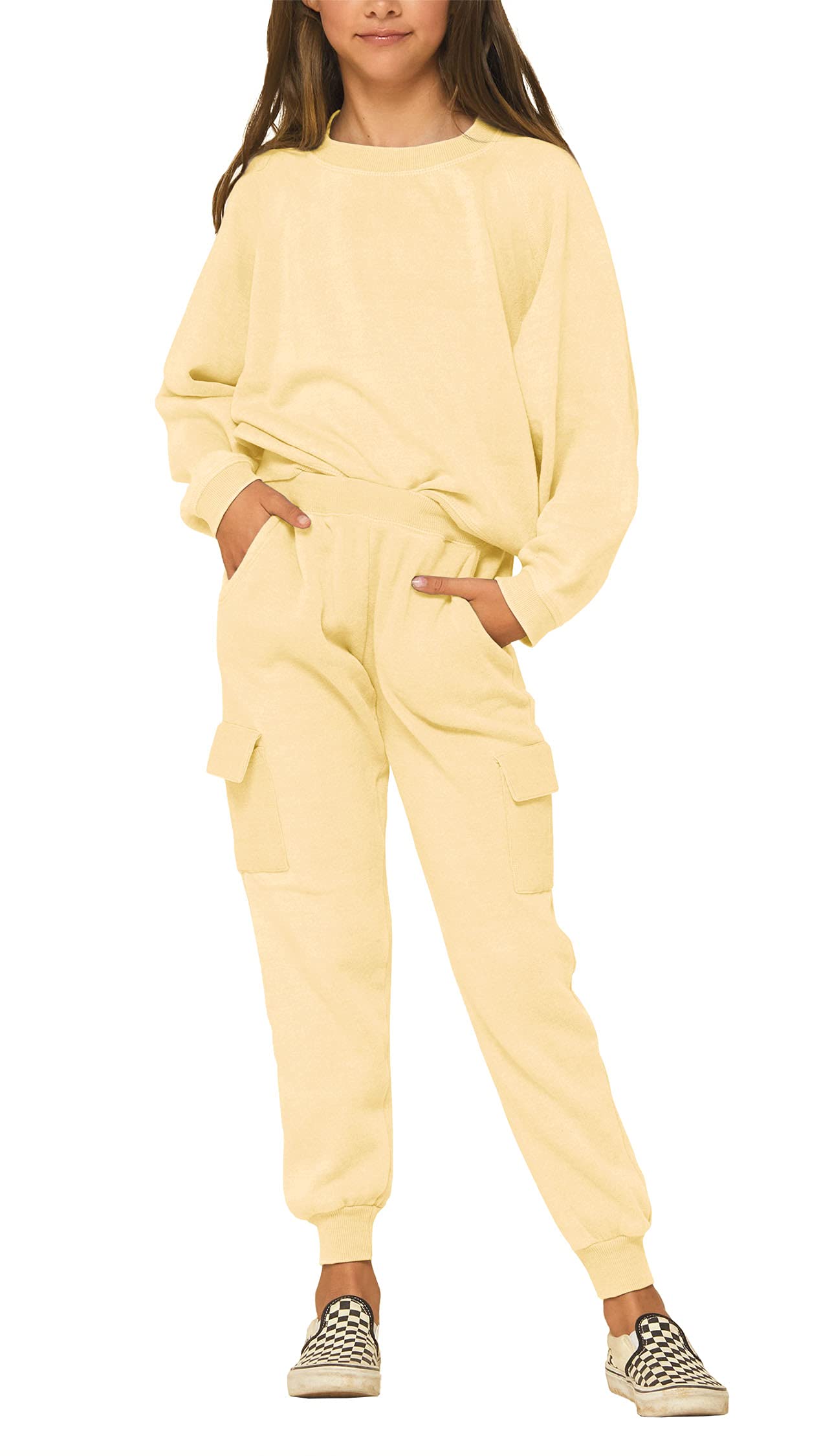 Batermoon Girls Lounge Sets - Soft Crewneck Sweatshirt & Sweatpants Outfit, Loose Fit Comfy Sweatsuit with Pockets for Women | Perfect for Home, Yoga, Travel & Casual Wear