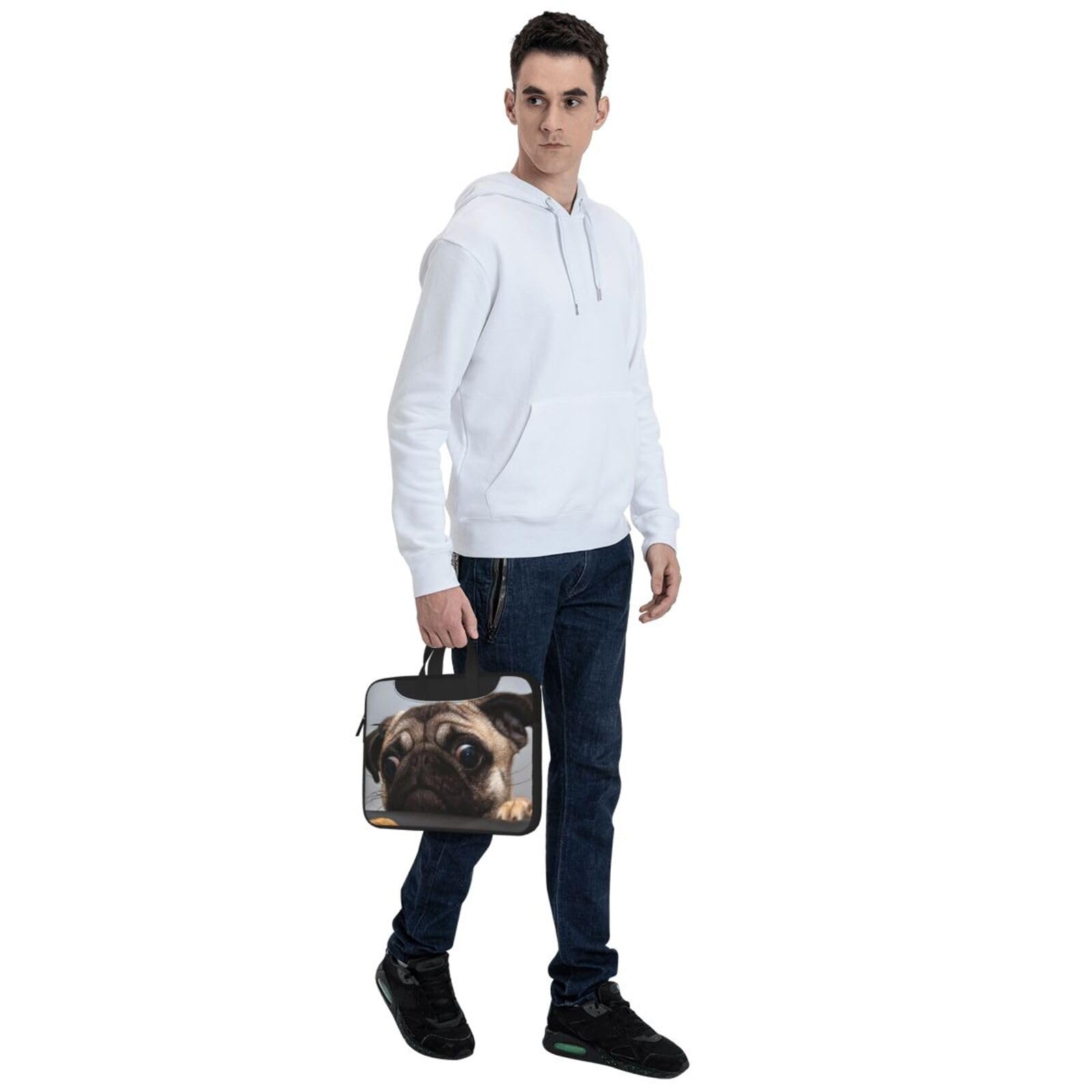 LAMAME Cute Pug Printed Laptop Bag - Stylish & Durable Portable Computer Protective Shoulder Bag for Work, School & Travel