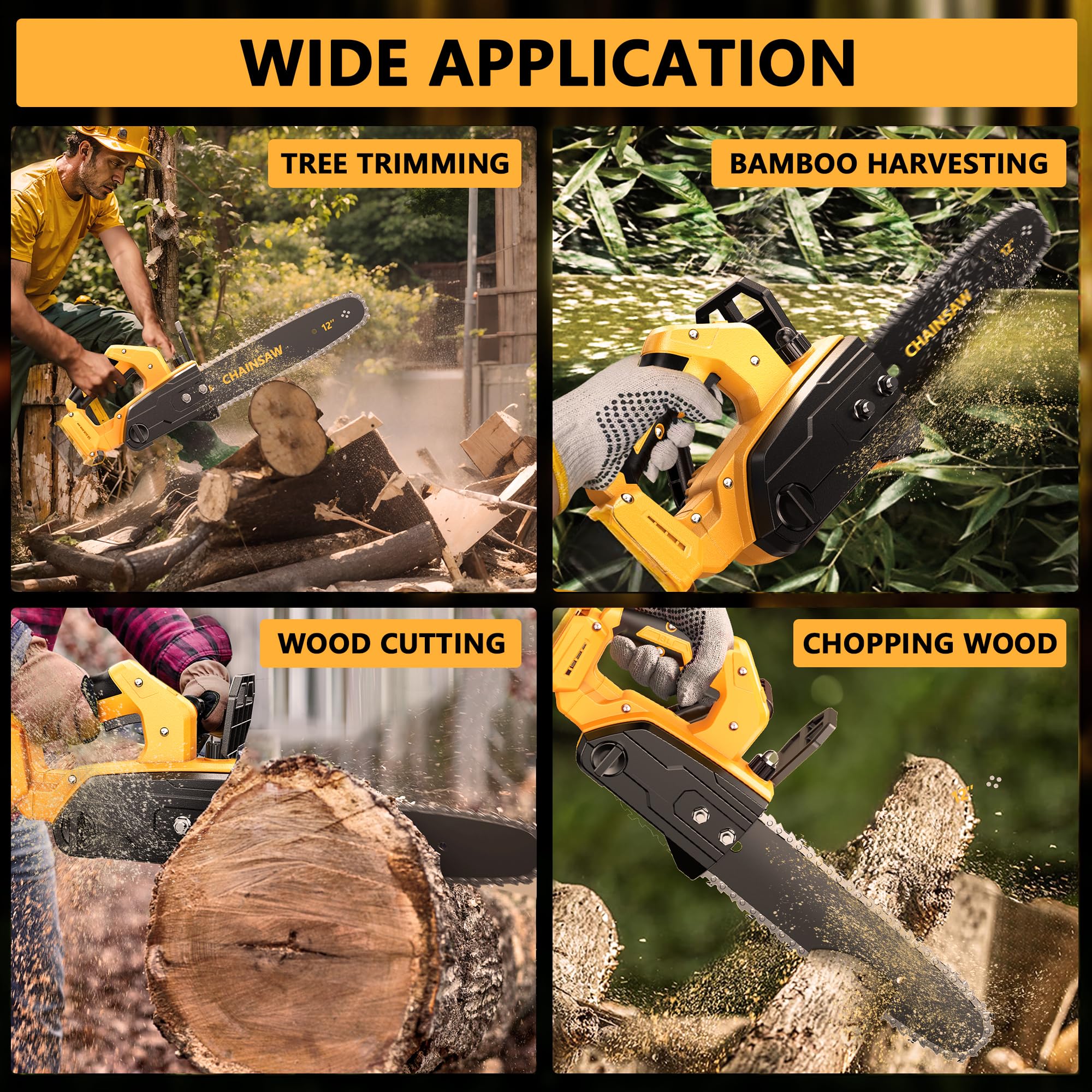 12-Inch Cordless Chainsaw for Dewalt 20V Battery - Lightweight Electric Chainsaw with Oil Lubrication & Safety Lock - Perfect for Wood Cutting, Tree Trimming, Yard Maintenance & DIY Projects (Battery & Charger Not Included)