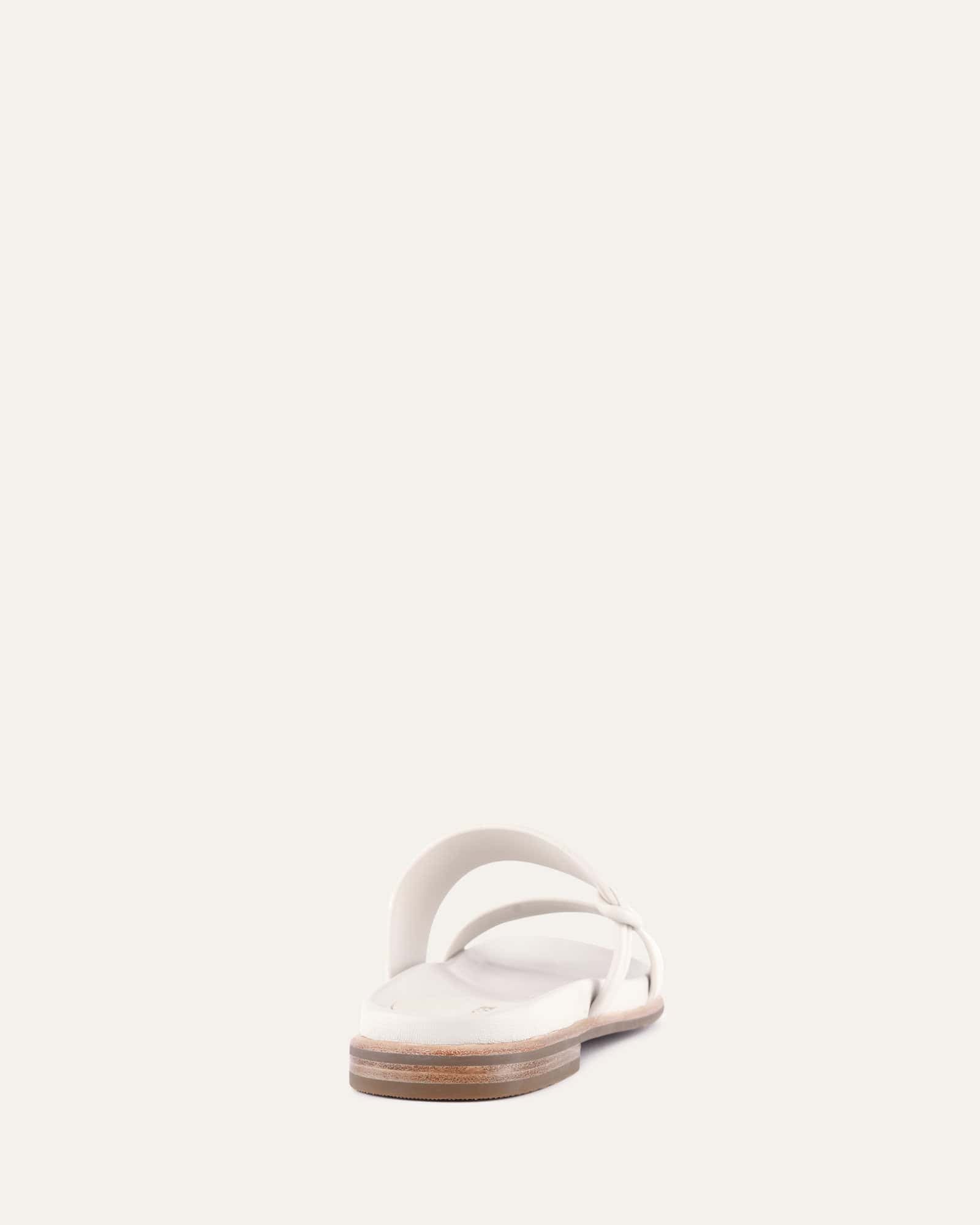 HAYES Women's Flat Sandals - Off White Genuine Leather Comfortable Slip-On Casual Shoes for Summer, Beach, and Everyday Wear