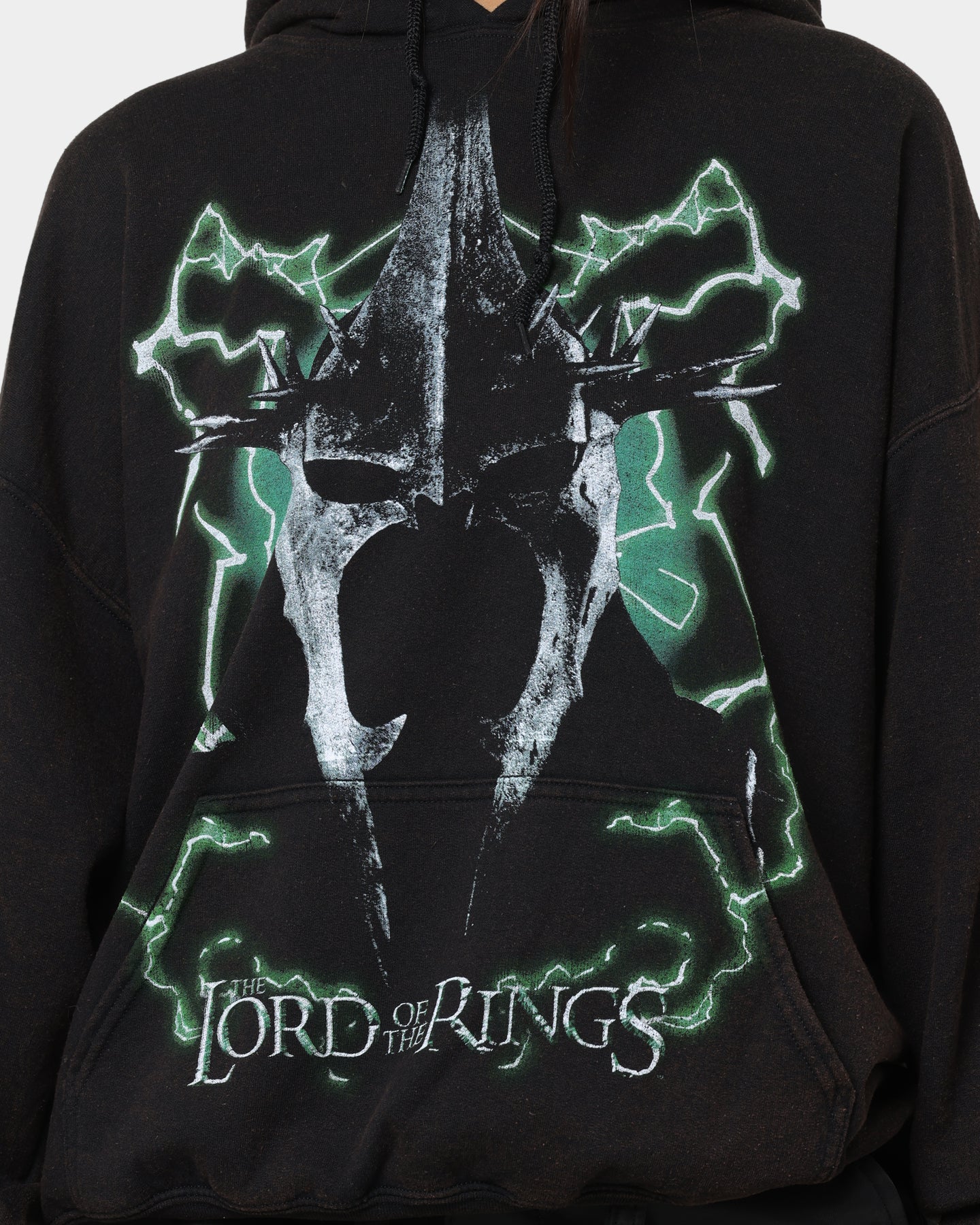 Vintage Lord of the Rings Witch King of Angmar Hoodie - Washed Black | American Thrift | Perfect for Cosplay, Halloween & Fantasy Fans