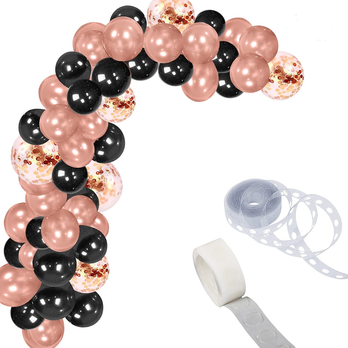 Black Rose Gold Balloons Garland Arch Kit - 112Pcs Rose Gold & Black Confetti Latex Balloons for Birthday, Wedding, Bridal Shower, Graduation, Retirement Party Decorations - Perfect for Indoor & Outdoor Celebrations