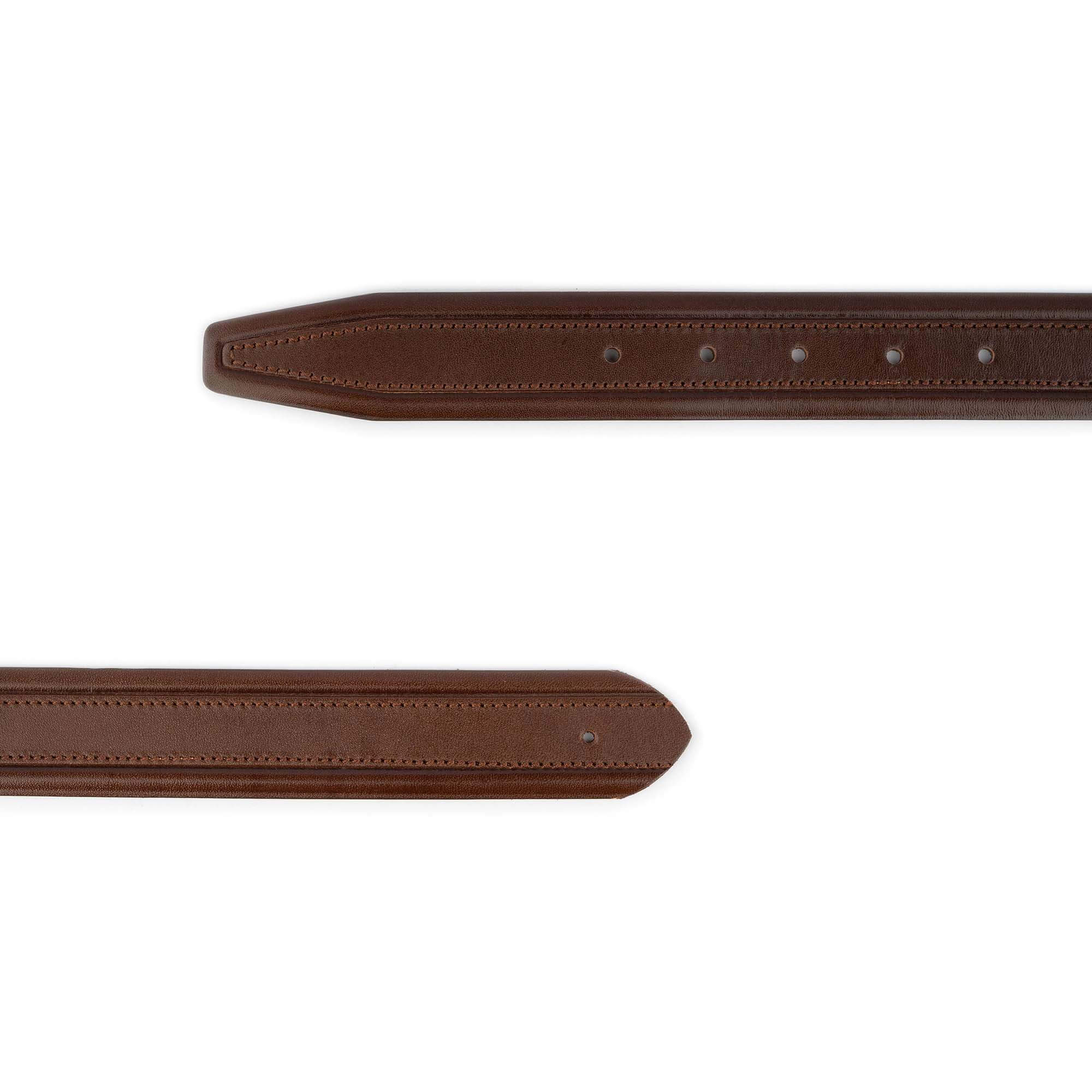 Genuine Leather Cognac Belt Strap for Montblanc Buckles - Hand-Stitched Luxury Dress Belt for Men, Perfect for Business Attire & Formal Occasions