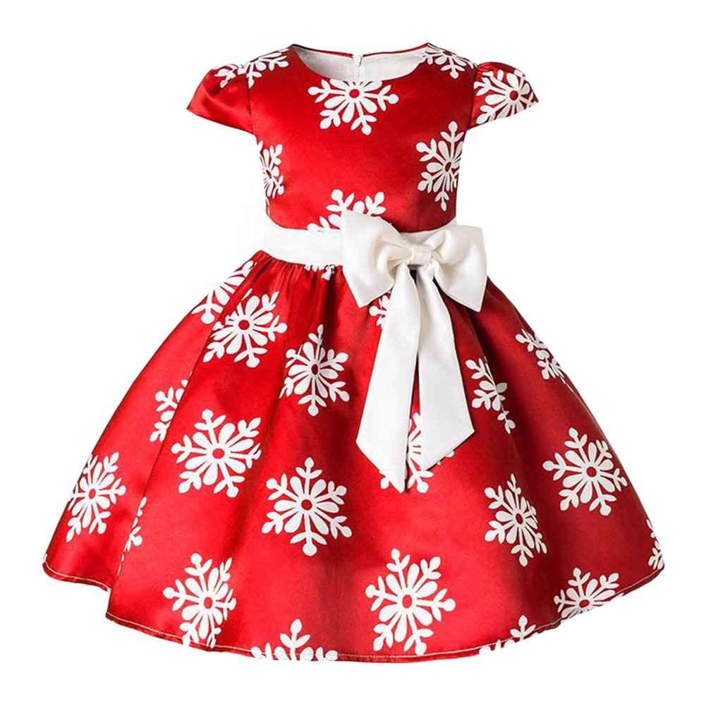 Baby Girls Princess Dress - Christmas Pageant Party Wedding Tutu Short Graduation Gown with Striped Snowflake Design | Perfect for Dance Recitals, Holiday Photos & Special Occasions