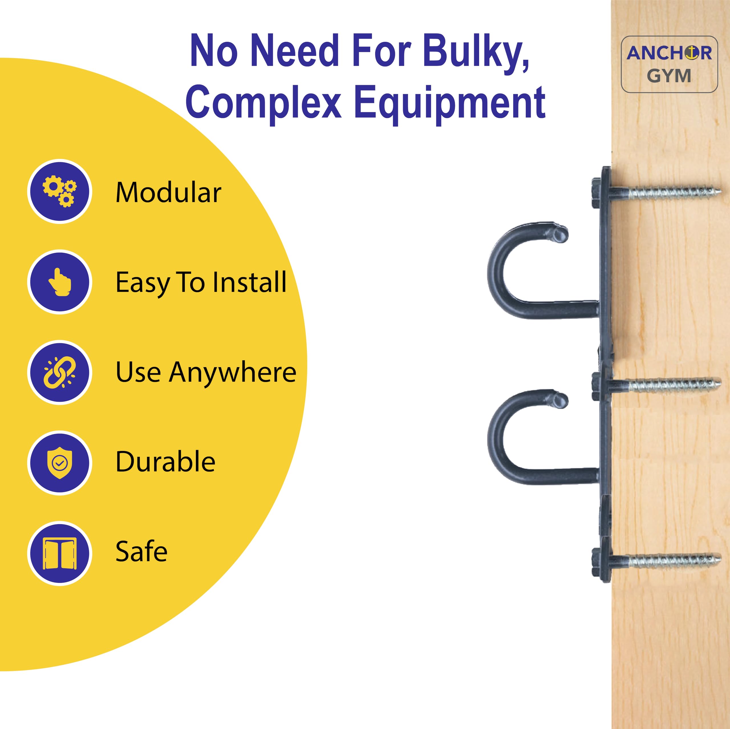 Anchor Gym CORE Station - Wall & Ceiling Mounted Exercise Hook System for Bodyweight Training, Resistance Bands, Strength Workouts, Yoga & Home Gym (Includes Wood Screws) - Perfect for Small Spaces, Garage Gyms & Apartment Workouts