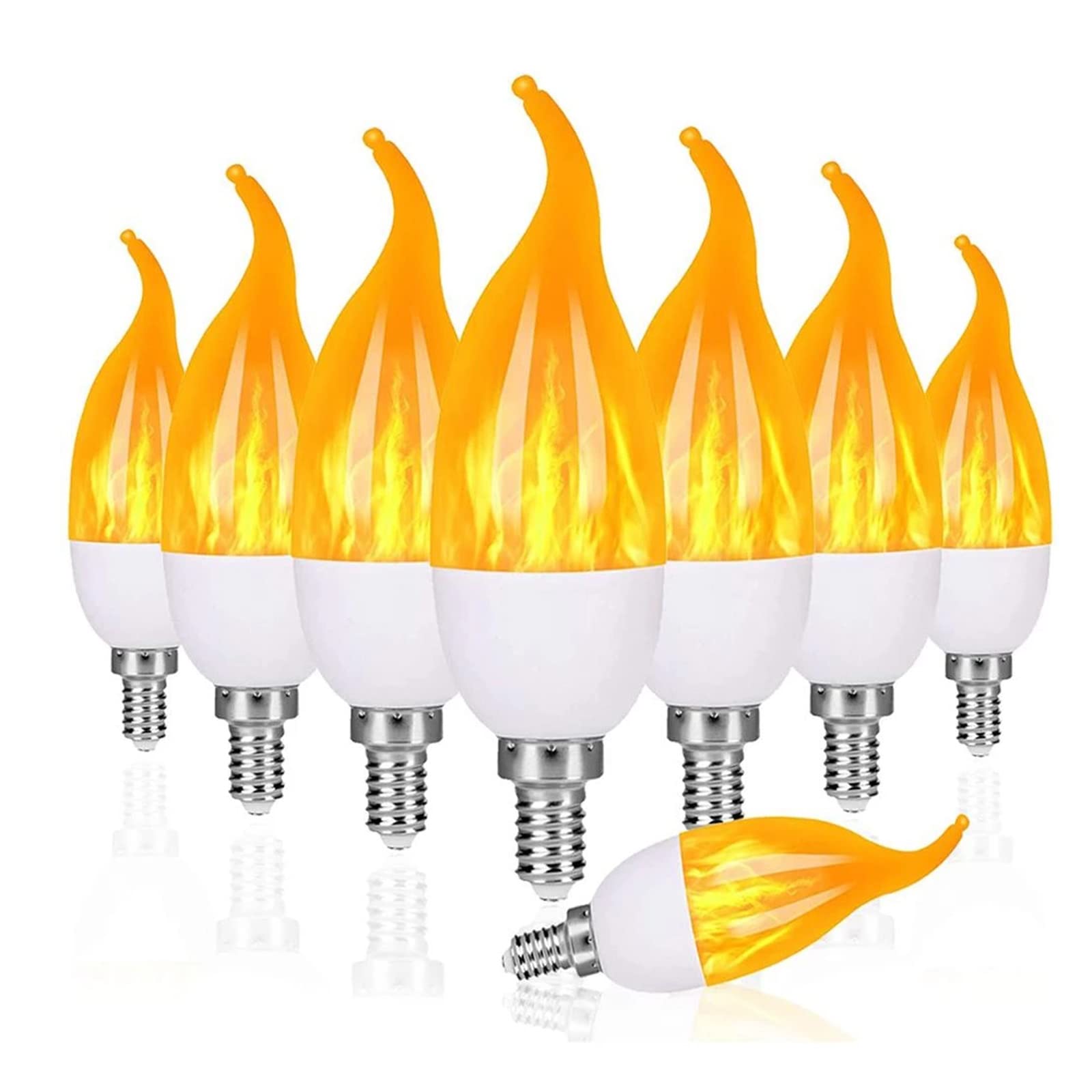 8 Pack 9W E14 E27 LED Candle Bulbs - 85-265V Flame Effect Flickering Fire Light Bulbs for Holiday Decor, Christmas Tree, Party Lighting, Chandelier & Home Decoration