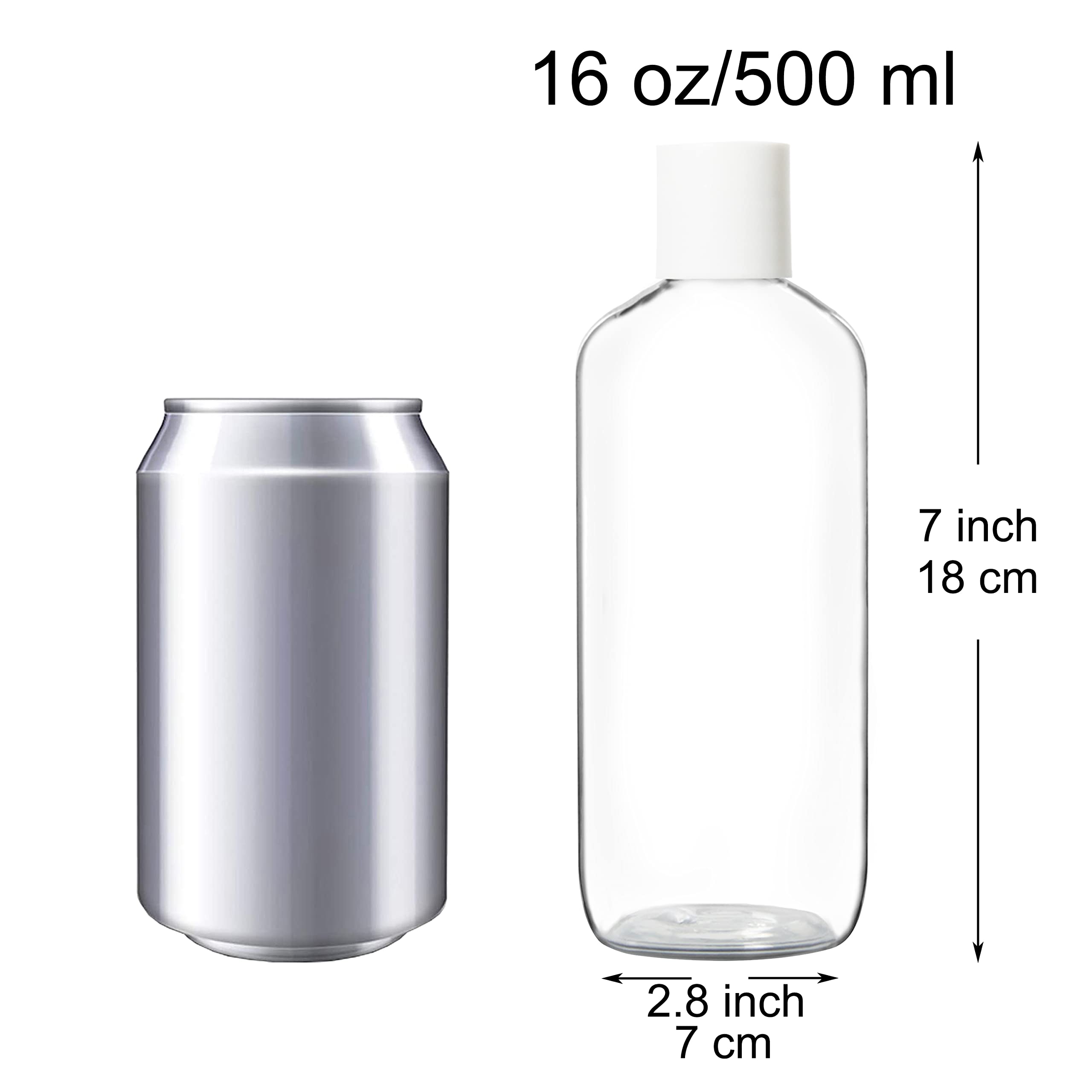 Youngever 6 Pack 16oz Empty Squeeze Bottles with Disc Cap - Refillable Plastic Cosmetic Containers with Flip Top Lid - Perfect for Lotion, Shampoo, Soap & Travel Toiletries (White Cap)