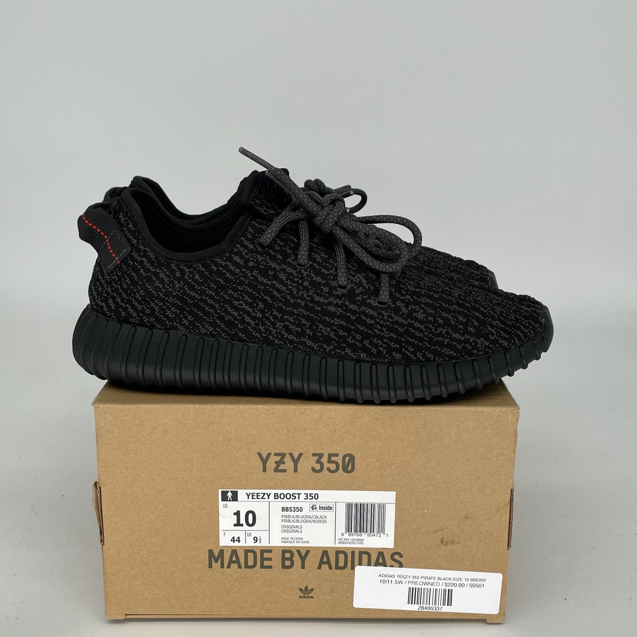 Adidas Yeezy Boost 350 V2 Pirate Black Men's Running Shoes Size 10 - Comfortable Sneakers for Casual Wear, Gym & Street Fashion