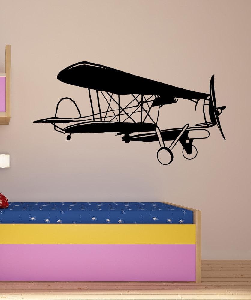 Classic Airplane Vinyl Wall Decal Sticker - Removable Home Decor for Kids Room, Nursery, Office & Living Room | #OS_MB638