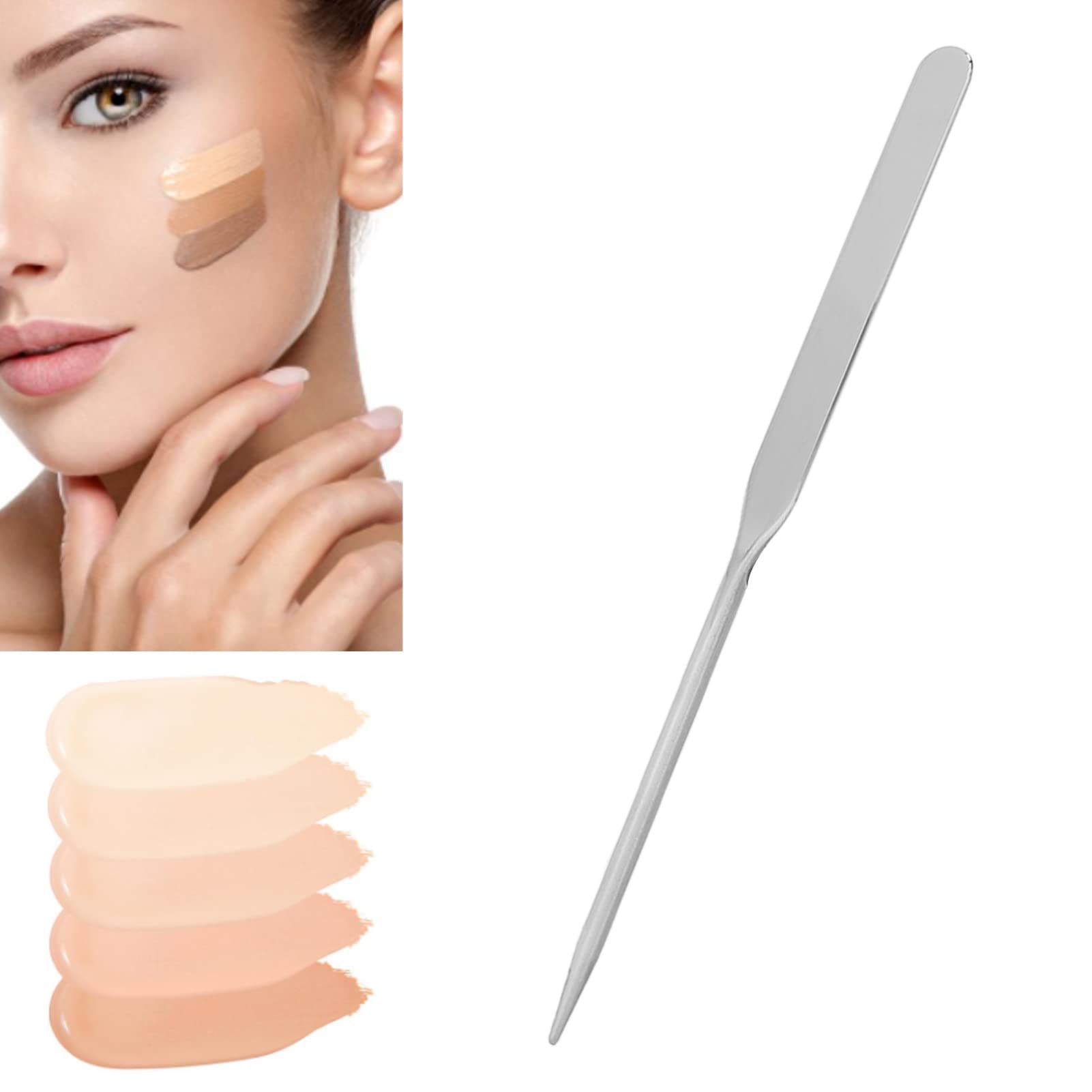Professional Stainless Steel Makeup Spatula - Beauty Foundation & Nail Art Stirring Tool for Makeup Artists | Perfect for Liquid Cosmetics, Cream Blending & Small Container Scooping