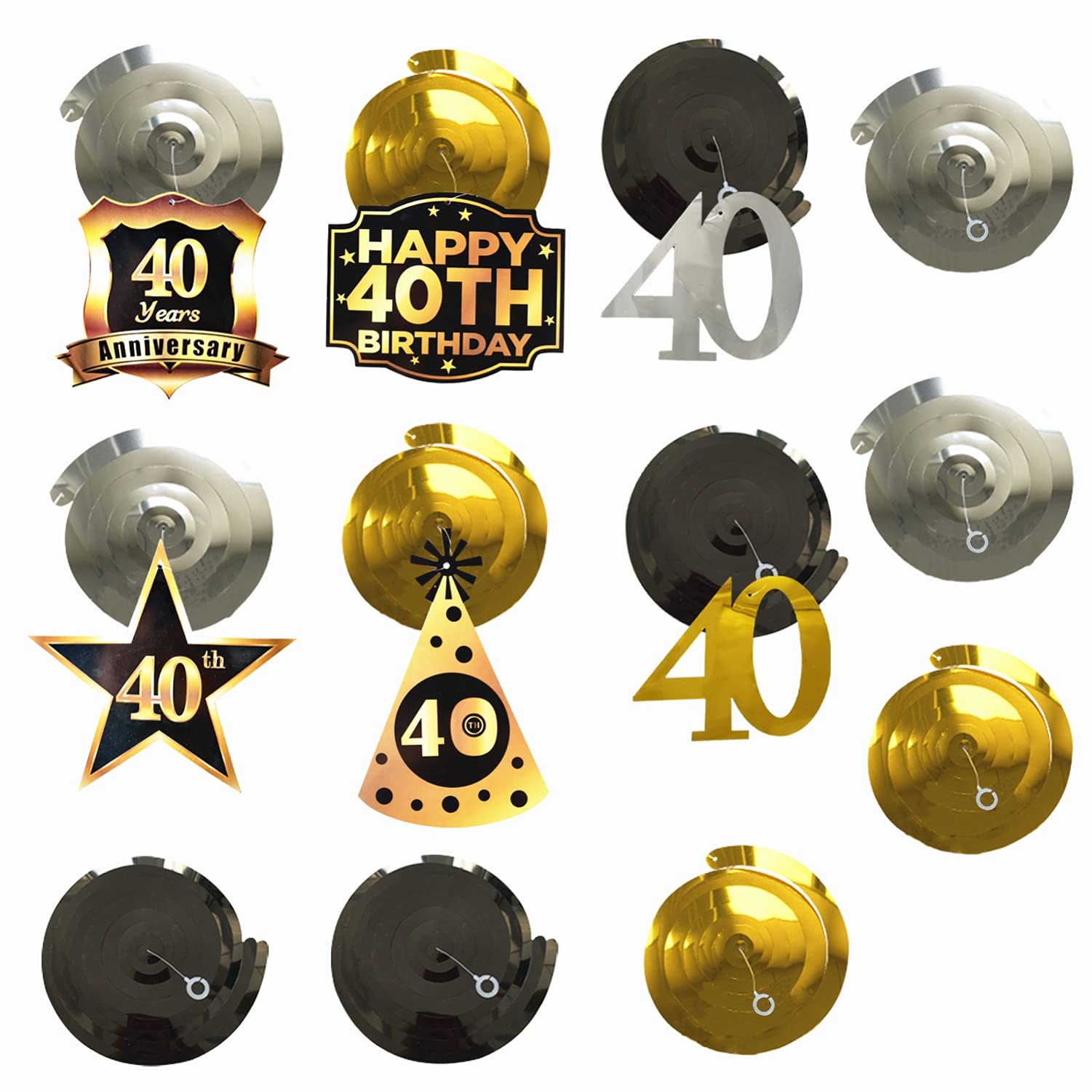 40th Birthday Party Decorations Set - Cheers to 40 Years Banner & Hanging Swirls for Men & Women | Perfect for Milestone Celebrations, Home Decor, and Surprise Parties