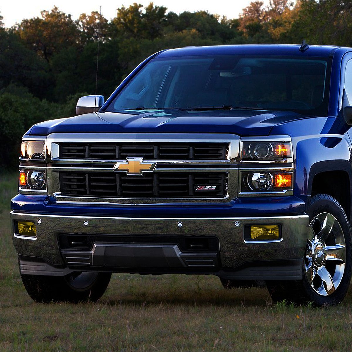 Auto Dynasty Compatible with Chevy Silverado 1500 Black Amber Corner DRL Projector Headlight & Amber Lens Fog Light Kit with Switch - Upgrade Lighting for Off-Road & Night Driving