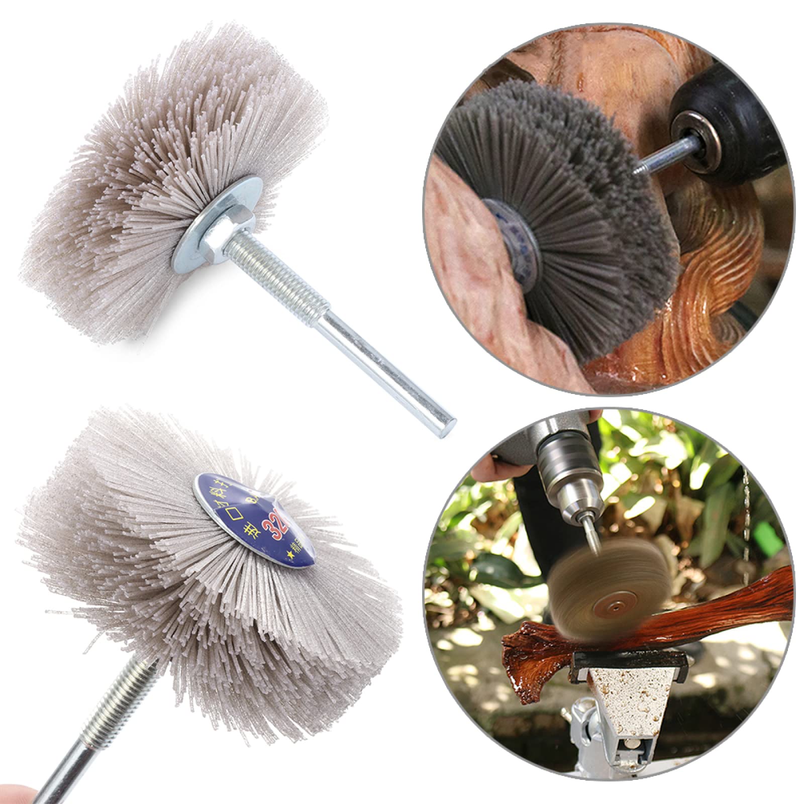 120 Grit Abrasive Nylon Wheel Brush for Woodworking, Metal Polishing & Bench Grinder - Perfect for DIY Projects, Furniture Refinishing & Surface Preparation