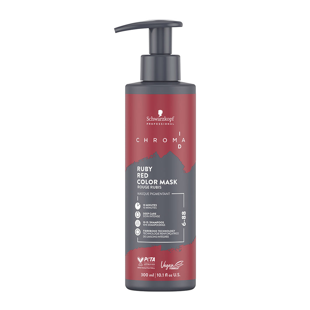 Schwarzkopf Chroma ID Bonding Color Mask 6.88 Ruby Red 300ml - Hair Color Treatment for Vibrant Red Tones, Salon-Quality Conditioning at Home - Perfect for Brunettes Wanting Bold Red Highlights or Full Color Transformation
