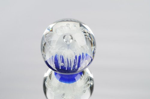 Hand Blown White Bubble Glass Paperweight - Elegant Desk Decor for Office & Home, Perfect Gift for Collectors & Art Lovers