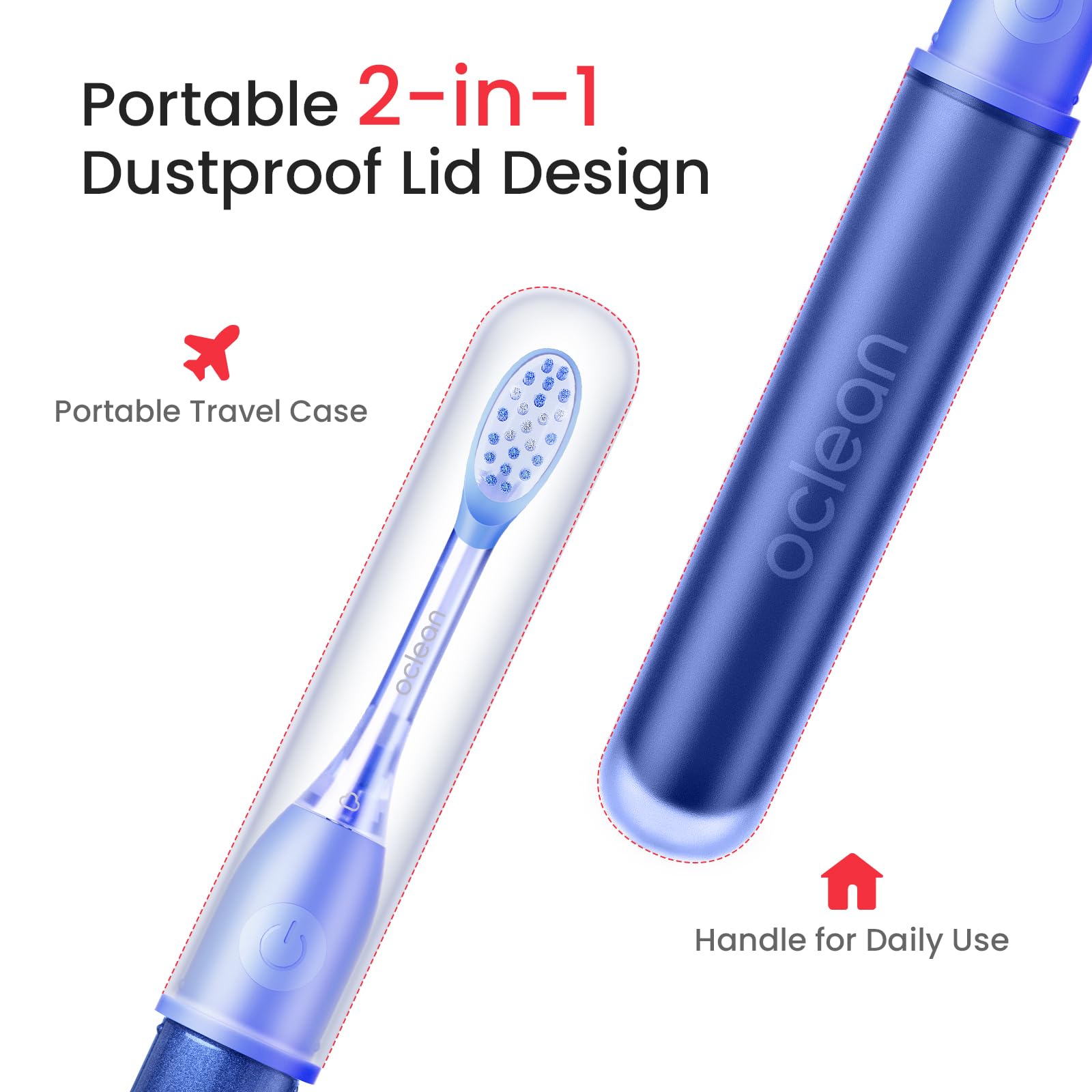 Oclean Ease Sonic Electric Toothbrush - USB Rechargeable, 3 Brush Heads & Timer for Home & Travel