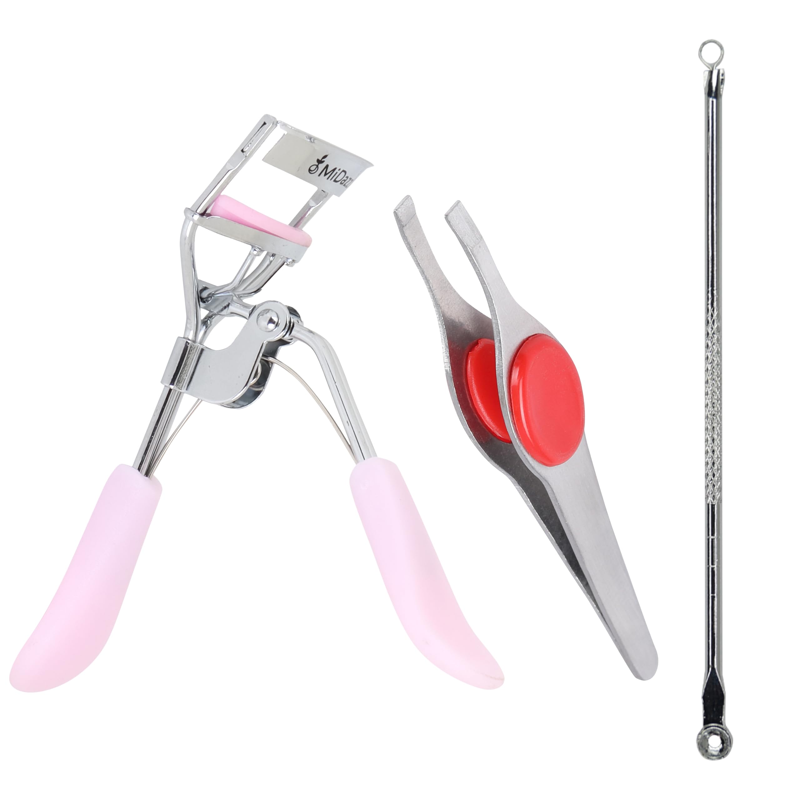 **Midazzle 3-in-1 Beauty Tool Set (Eyelash Curler, Tweezers, Brow Hair Remover) – Perfect for Travel, Home & Salon Use**