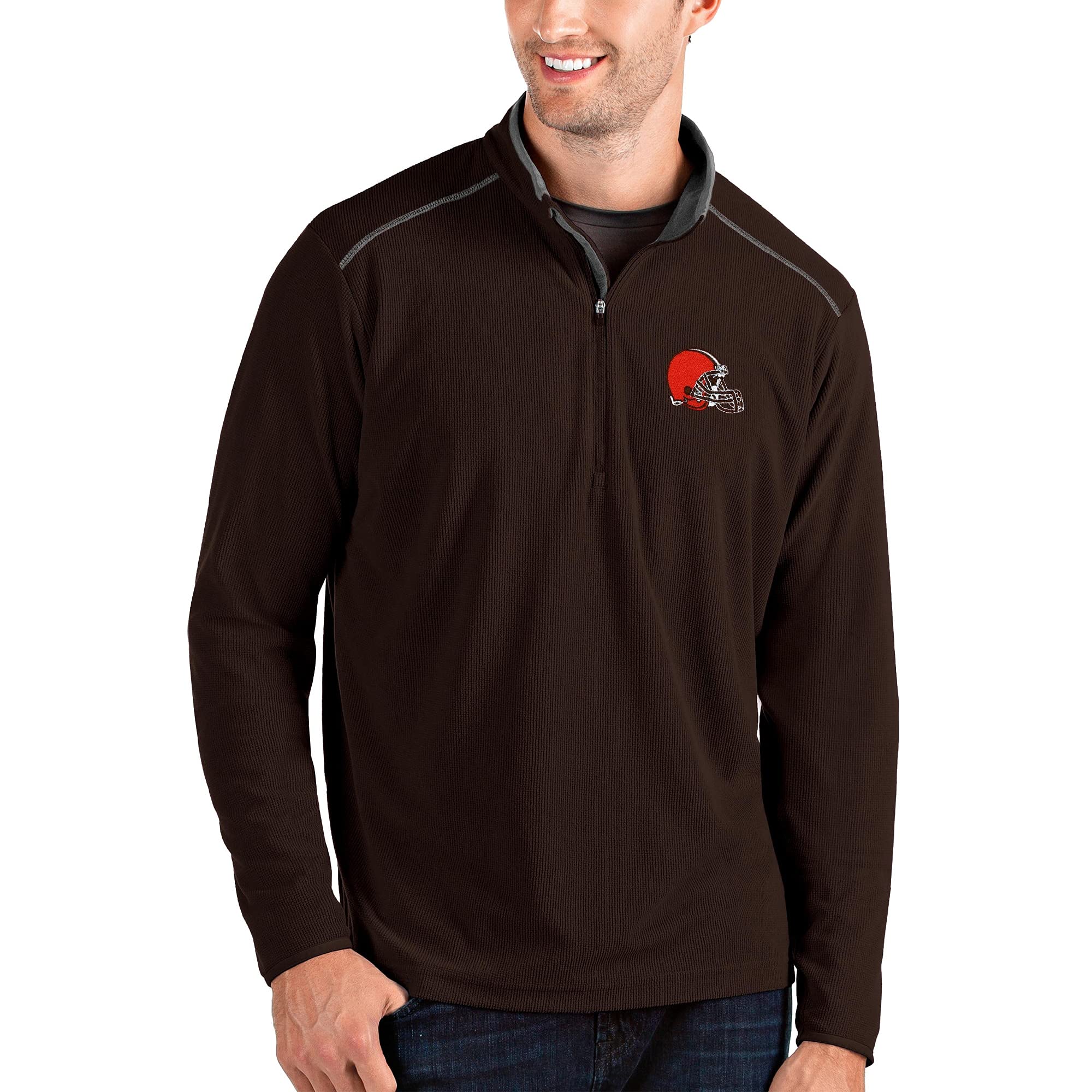 Antigua Men's Red & Charcoal Atlanta Falcons Glacier Quarter-Zip Pullover Jacket | NFL Fan Gear for Game Day & Outdoor Activities