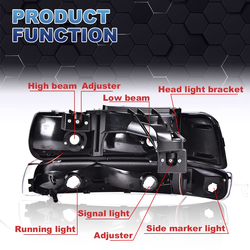 PIT66 LED Headlights for 99-02 Chevy Silverado 1500 2500 | 01-02 Silverado HD 3500 | 00-06 Tahoe Suburban - Clear Lens Black Housing with Clear Reflector - High Brightness Replacement Bulbs for Night Driving & Off-Road Adventures