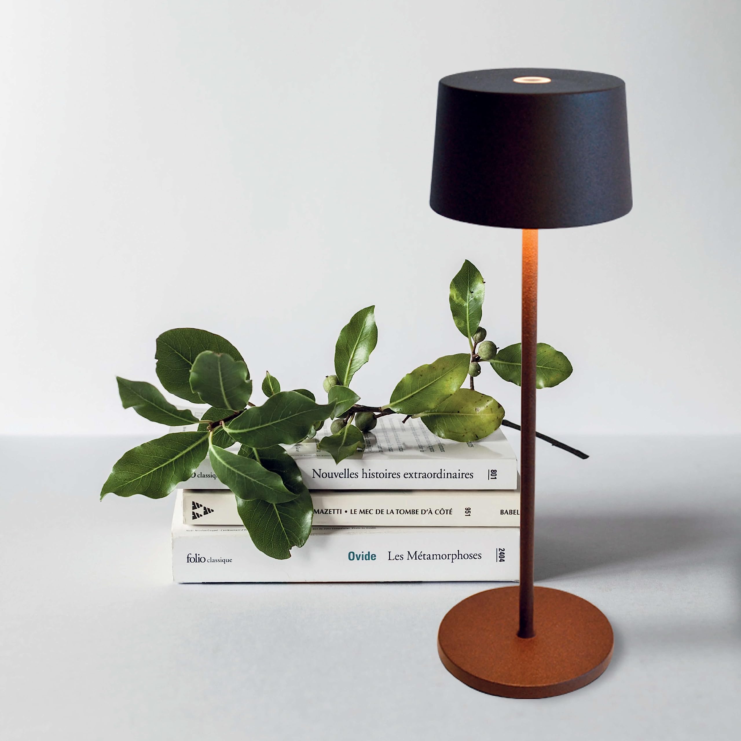 Olivia Pro Golden Leaf Lamp - Portable Rechargeable Touch Control Table Lamp, 2700-3000K Dimmable LED Light, 35cm Height for Living Room, Bedroom & Outdoor Use | Perfect for Reading, Camping & Home Decor