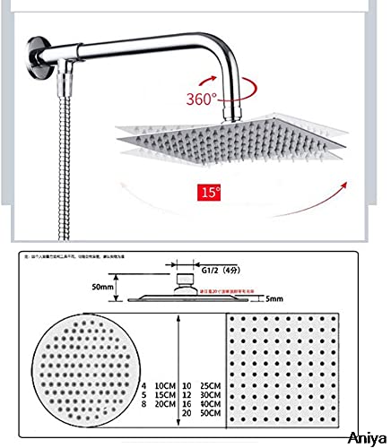8 Inch Stainless Steel Rainfall Shower Head with Round Top Sprinkler - Bathroom Spray Shower Accessory for Luxurious Spa-Like Experience (Square Design, 20cm) - Perfect for Modern Bathrooms and Relaxing Showers