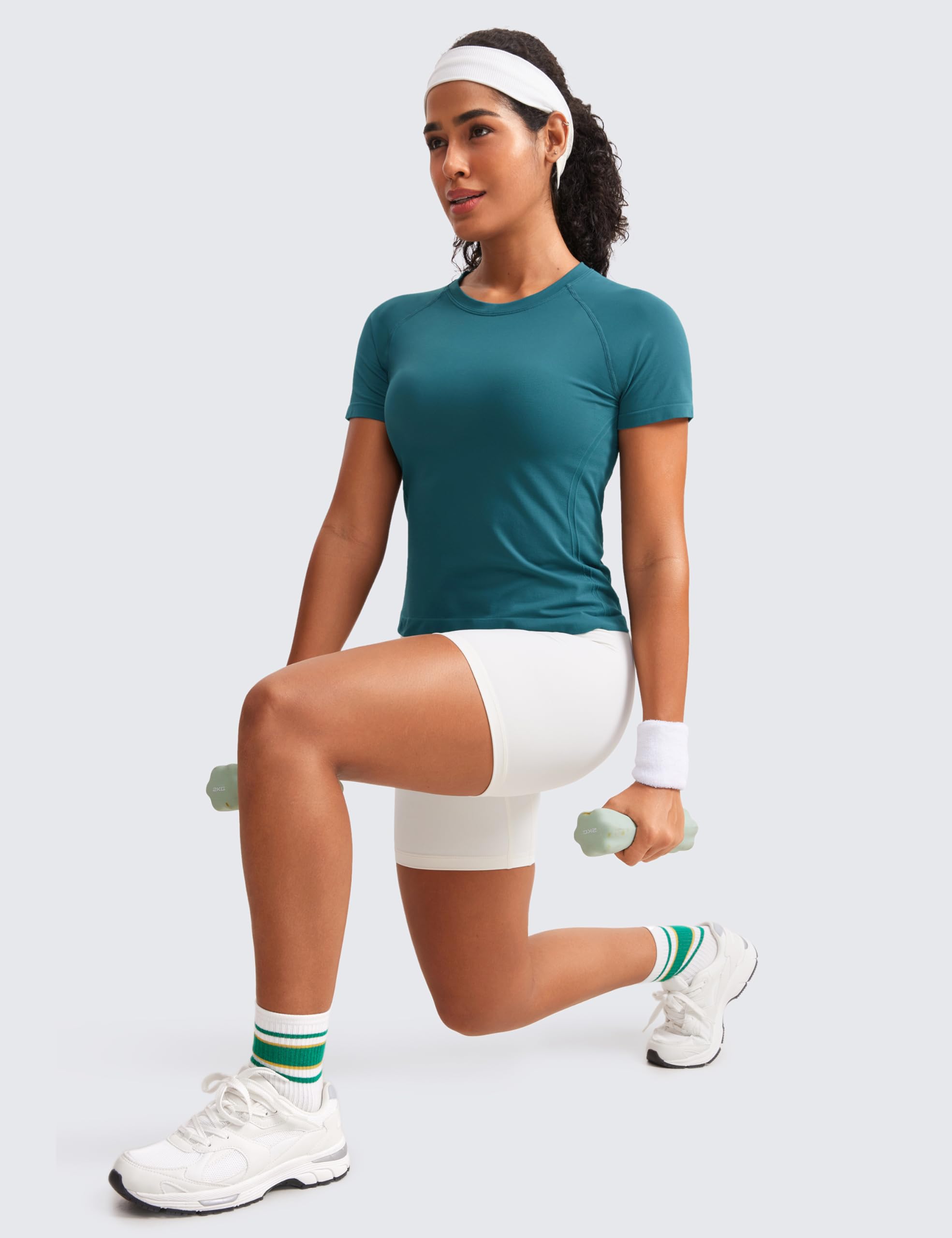 CRZ YOGA Women's Seamless Short Sleeve Workout Shirt - Breathable Athletic Top for Running, Gym & Yoga - Perfect for Fitness, Training & Active Lifestyle