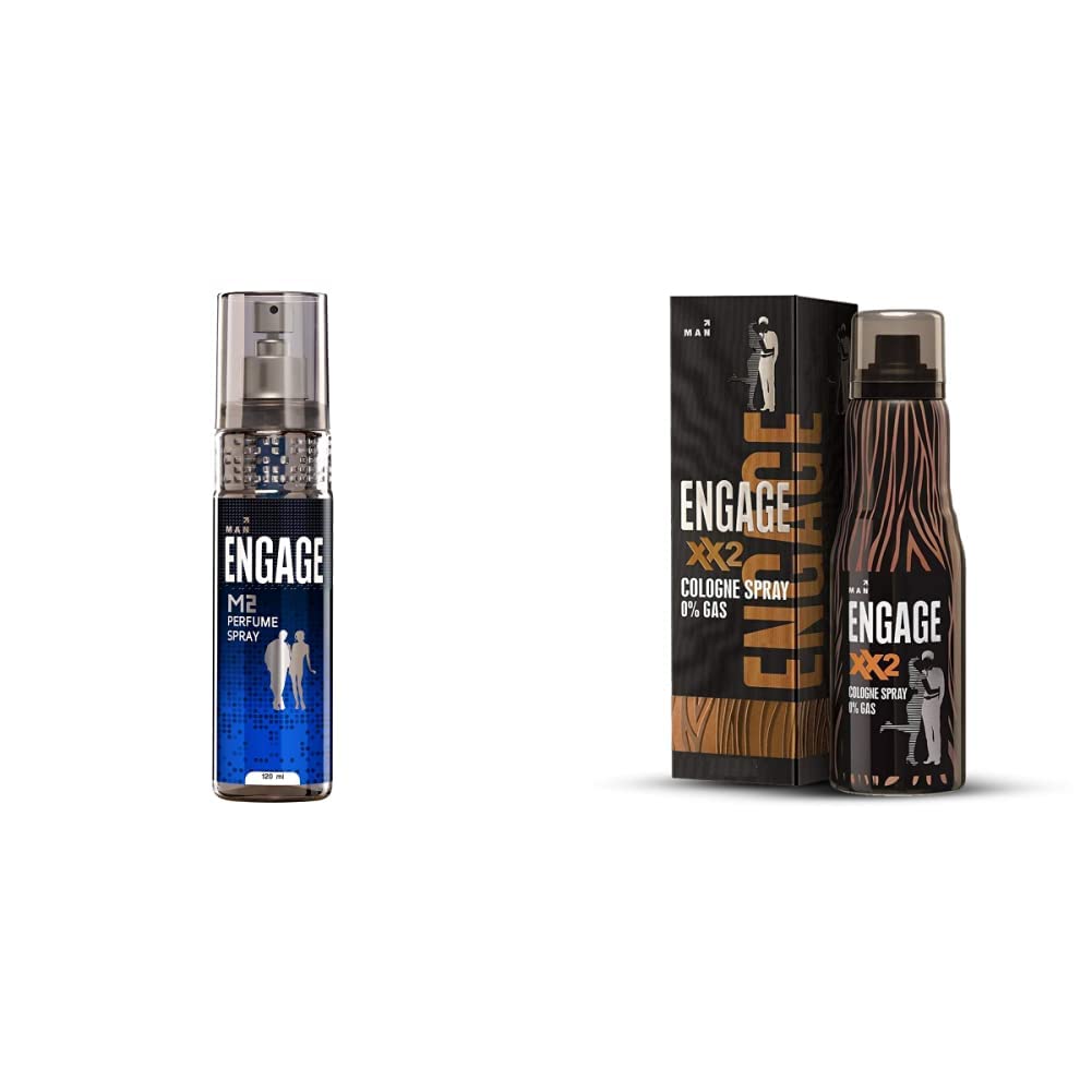Engage M2 Men's Perfume Spray (120ml) & Cologne Spray XX2 (135ml) - Long Lasting Fragrance for Daily Wear, Office & Special Occasions