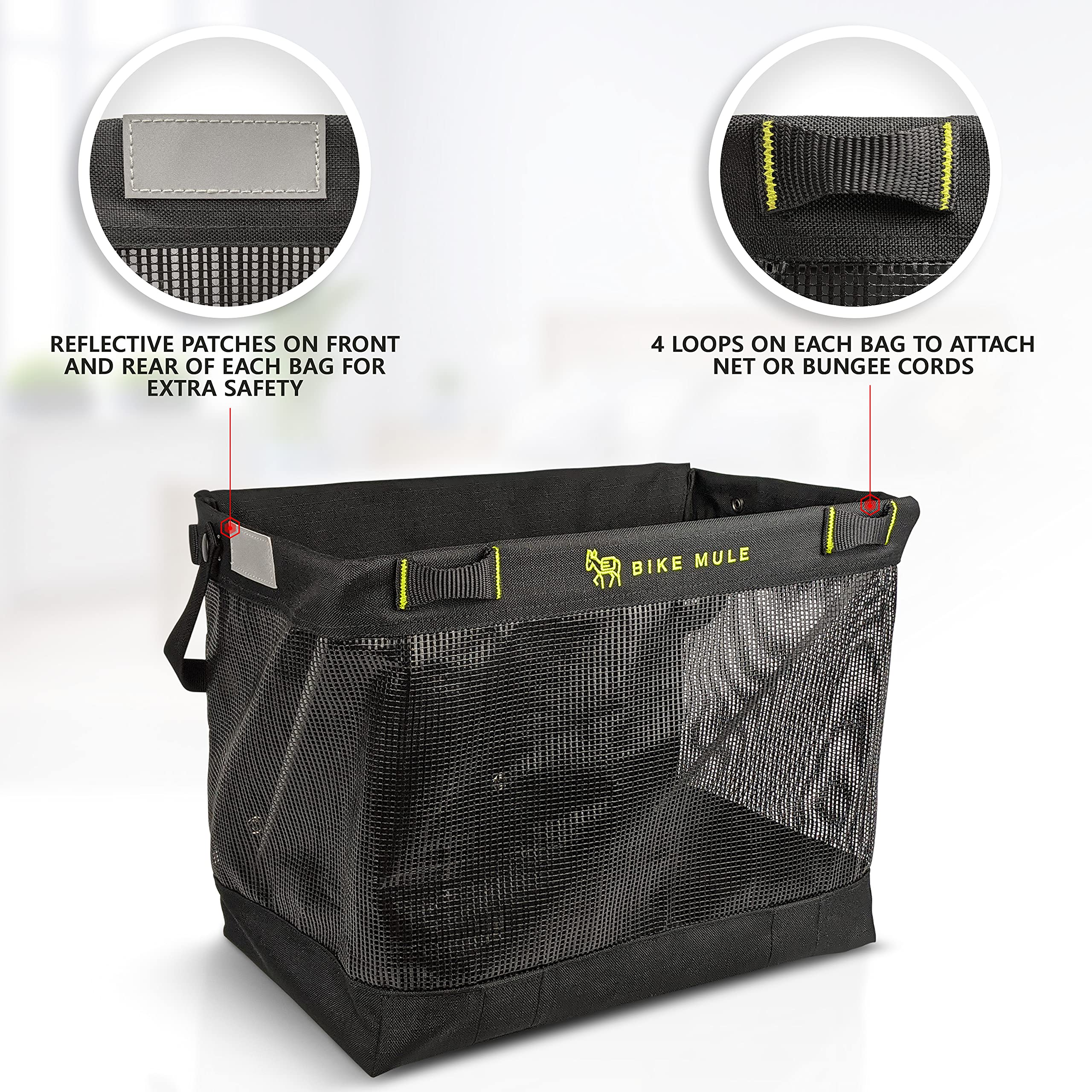 Premium Grocery Pannier Bags for Bicycles - Waterproof Shopping Basket Pair with Durable Mounting System - Ideal for Farmers Market Trips, Commuting & Eco-Friendly Grocery Hauling