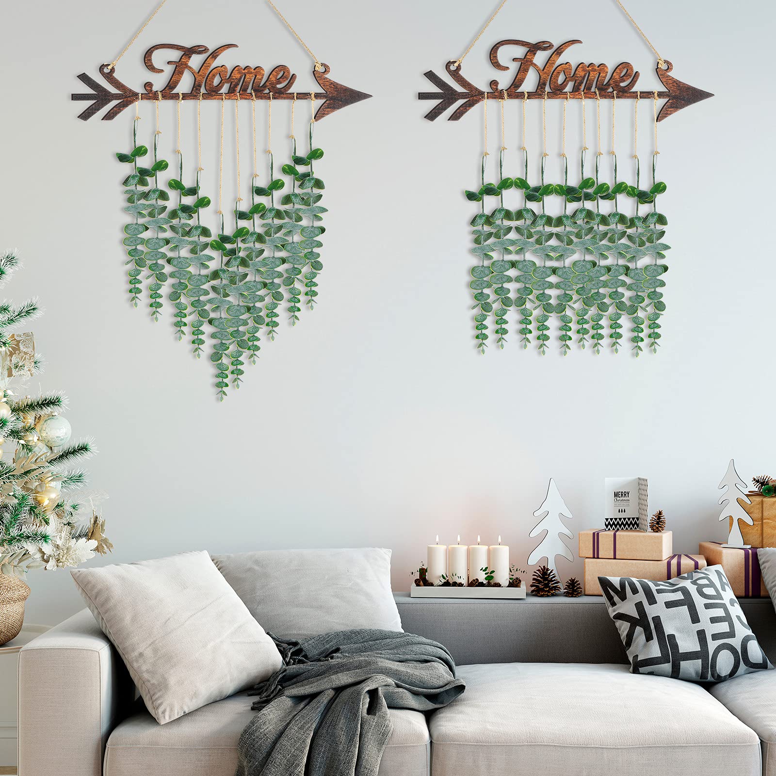 Lyrow Artificial Eucalyptus Wall Decor - Farmhouse Boho Hanging Greenery for Home, Living Room & Bedroom