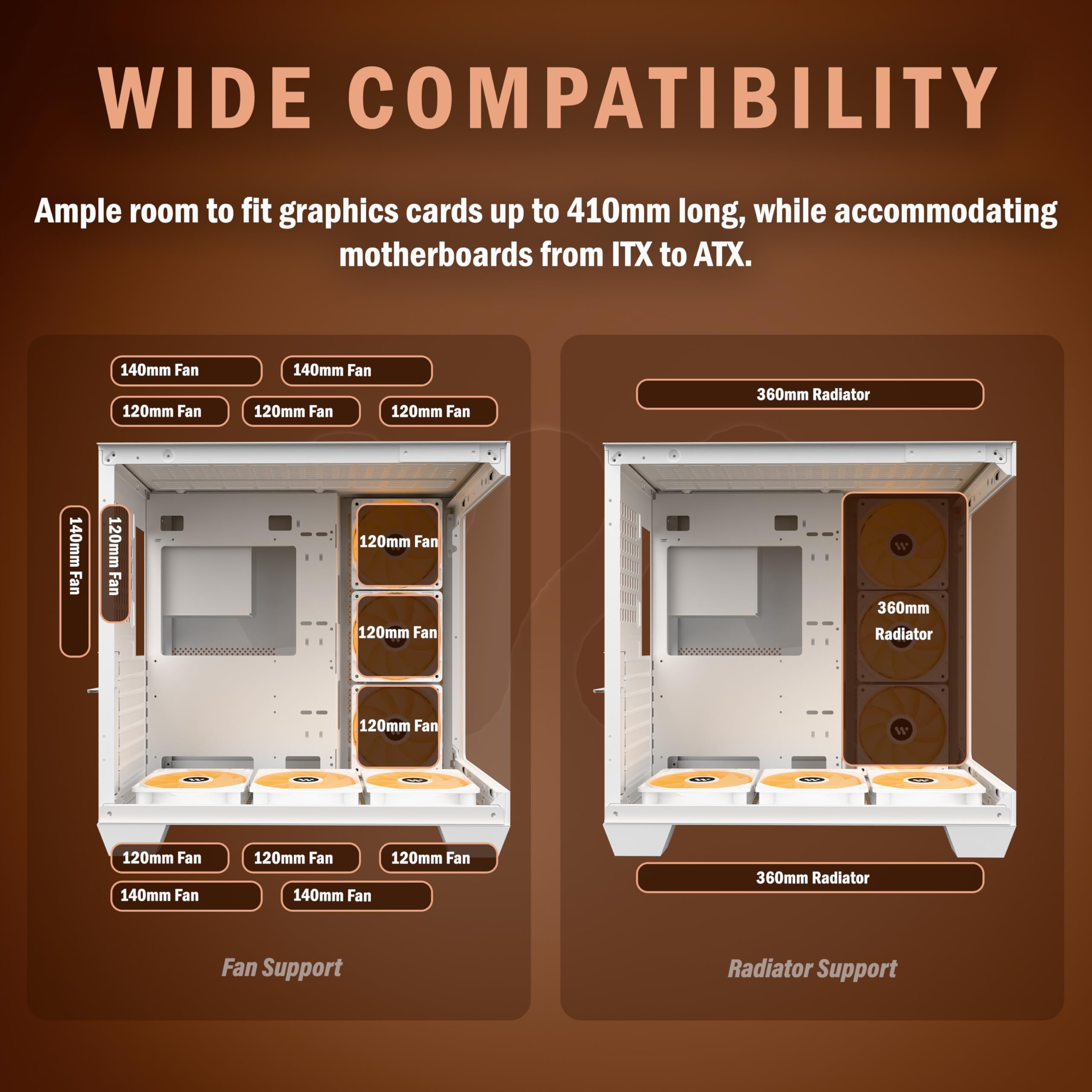 KEDIERS ATX Mid-Tower Gaming PC Case with 6 Pre-Installed PWM ARGB Fans, Panoramic Tempered Glass, USB 3.0 & 360mm Radiator Support - Perfect for Gaming Rigs, Streaming Setups & High-Performance Workstations