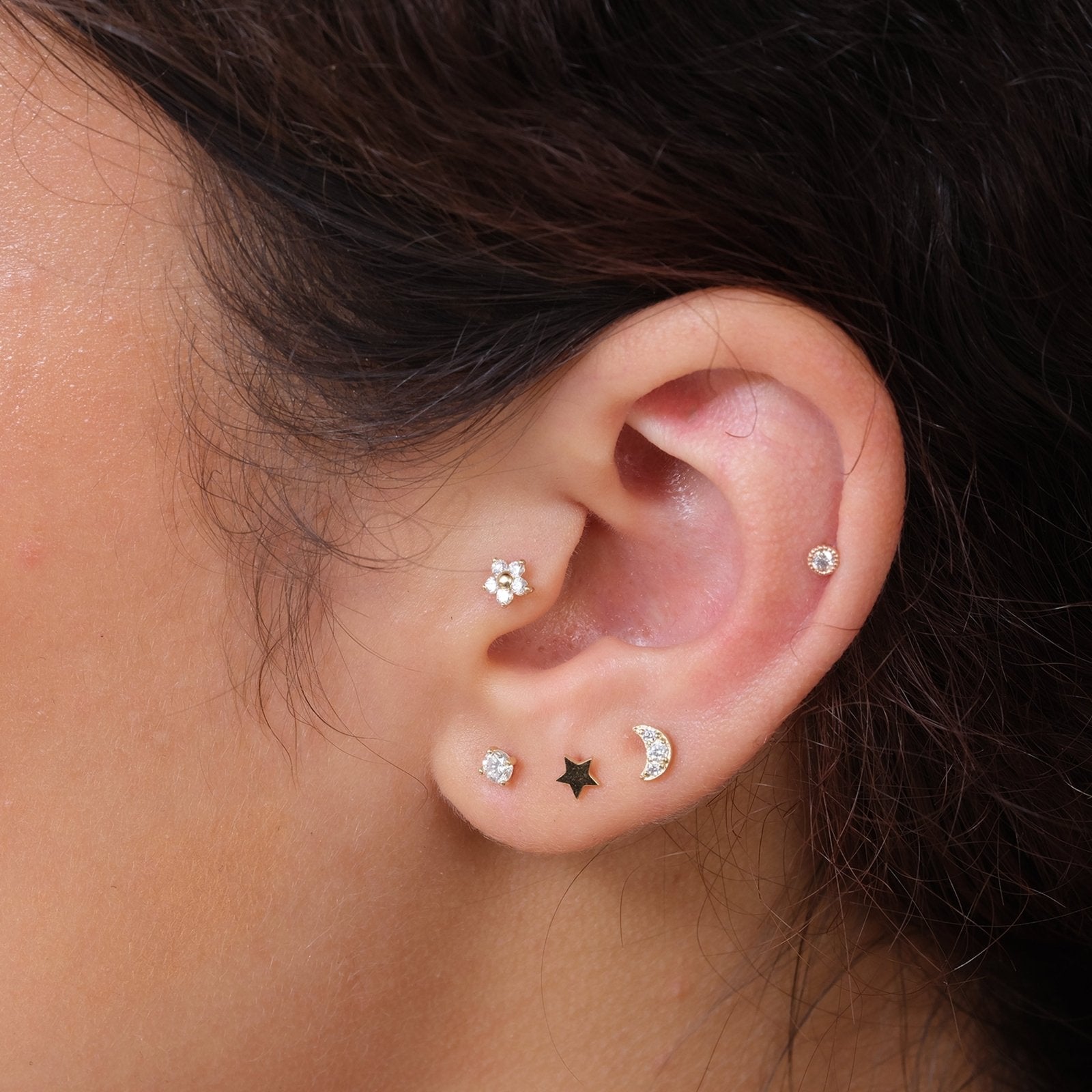 14k Solid Yellow Gold Flat Back Stud Earrings for Women | Hypoallergenic, Dainty & Elegant Jewelry | Perfect for Everyday Wear, Gifts & Special Occasions