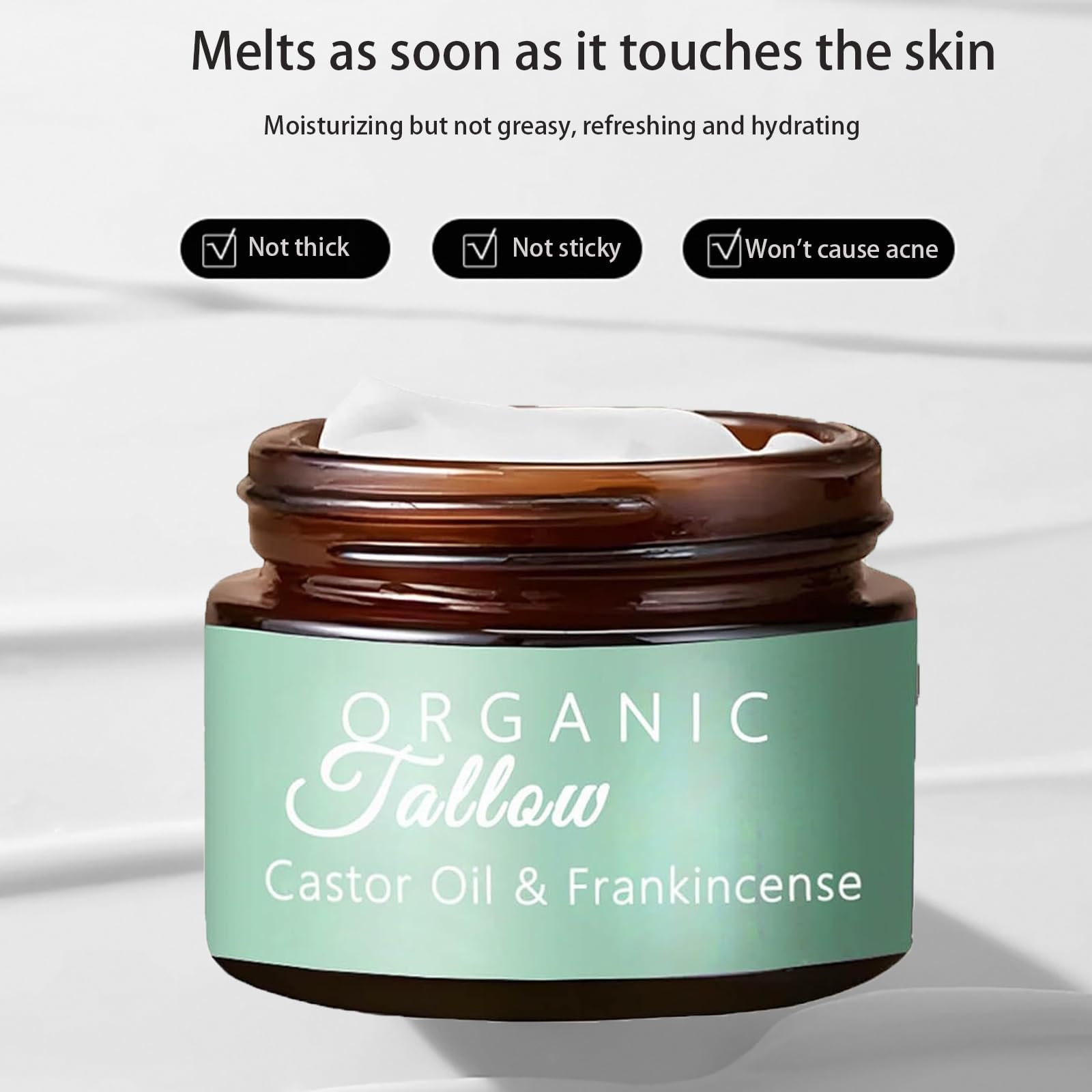 Organic Grass-Fed Tallow Body Butter with Frankincense & Herb Oils - Tallow Cream for Face & Body with Manuka Honey - Natural Skincare for Dry Skin, Eczema & Anti-Aging - Perfect for Daily Moisturizing & Night Care Routine