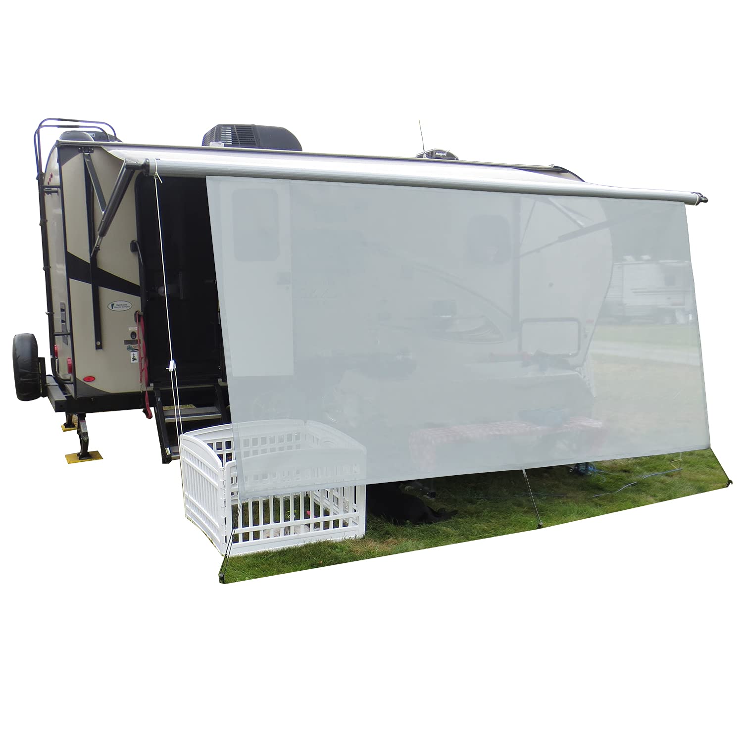 Leaveshade RV Awning Sunshade Screen 7' X 12' 3'' - UV Blocking Mesh Sun Shade for 13' RV Awnings, Motorhomes & Camping Trailers - Patio Canopy with 3 Year Warranty (Gray) - Perfect for Outdoor Camping, Picnics & RV Park Shade