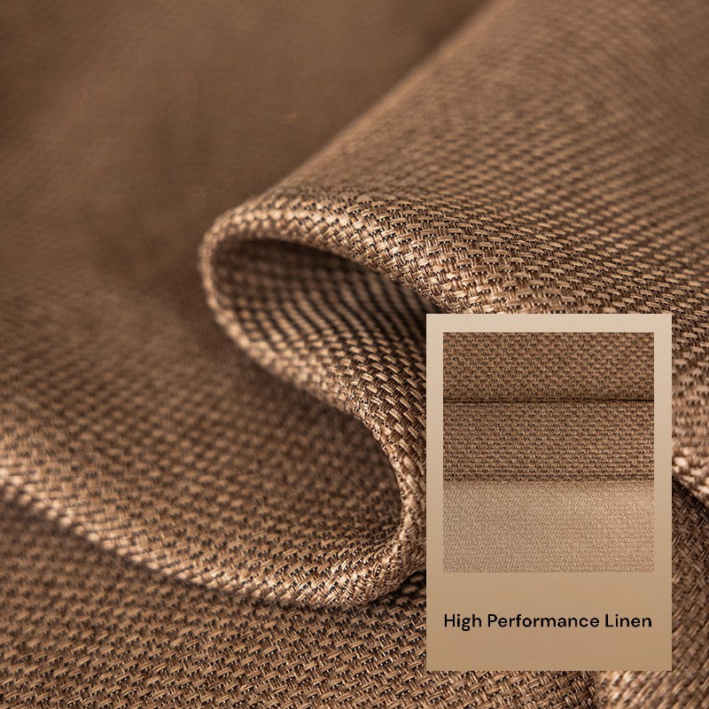 Blackout Insulated Linen Curtains - Genesis Brown Thermal Custom Drapes for Bedroom & Living Room Privacy & Energy Efficiency
