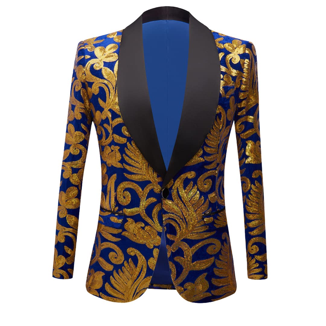 Men's Gold Sequin Blazer - Nightclub & Wedding Party Jacket for Stylish Events