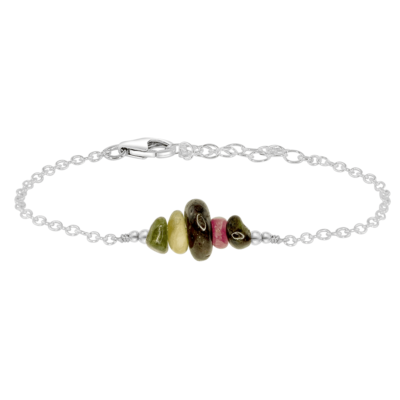 Natural Tourmaline Chip Bead Bar Bracelet for Women - Healing Crystal Energy Jewelry for Meditation, Yoga & Spiritual Wellness