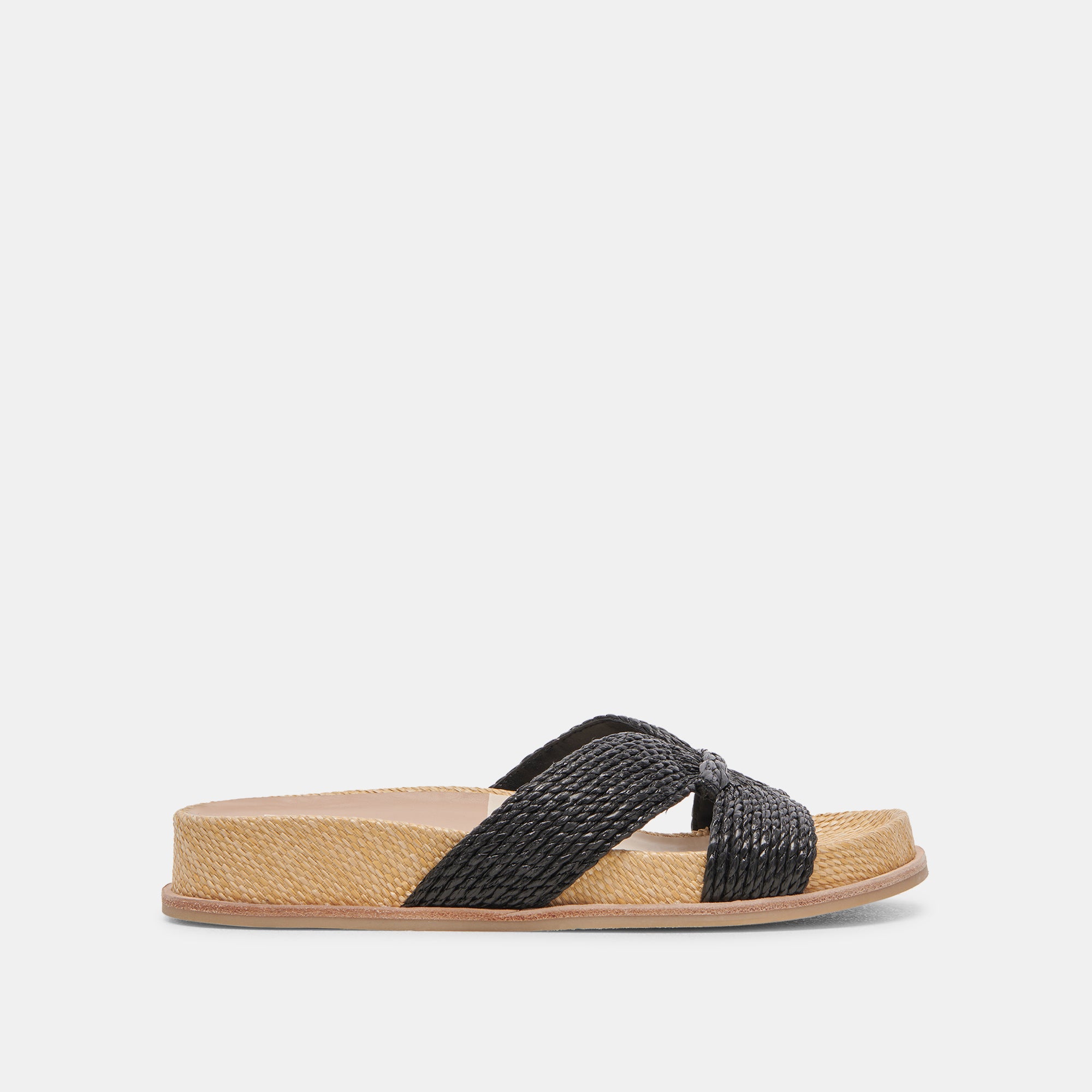 SELDA Wide Comfortable Sandals for Women - Onyx Raffia Summer Beach Slides | Perfect for Vacation, Poolside, and Casual Outings