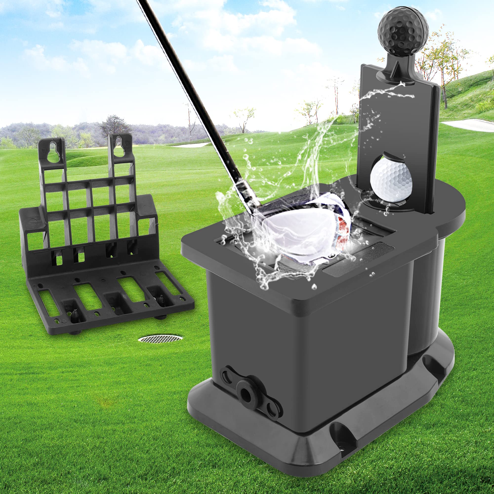 Roykaw Golf Cart Ball & Club Head Cleaner - Compatible with EZGO, Club Car, Yamaha (Includes Precedent Bracket Upgrade) - Perfect for Golf Course Maintenance & Equipment Cleaning