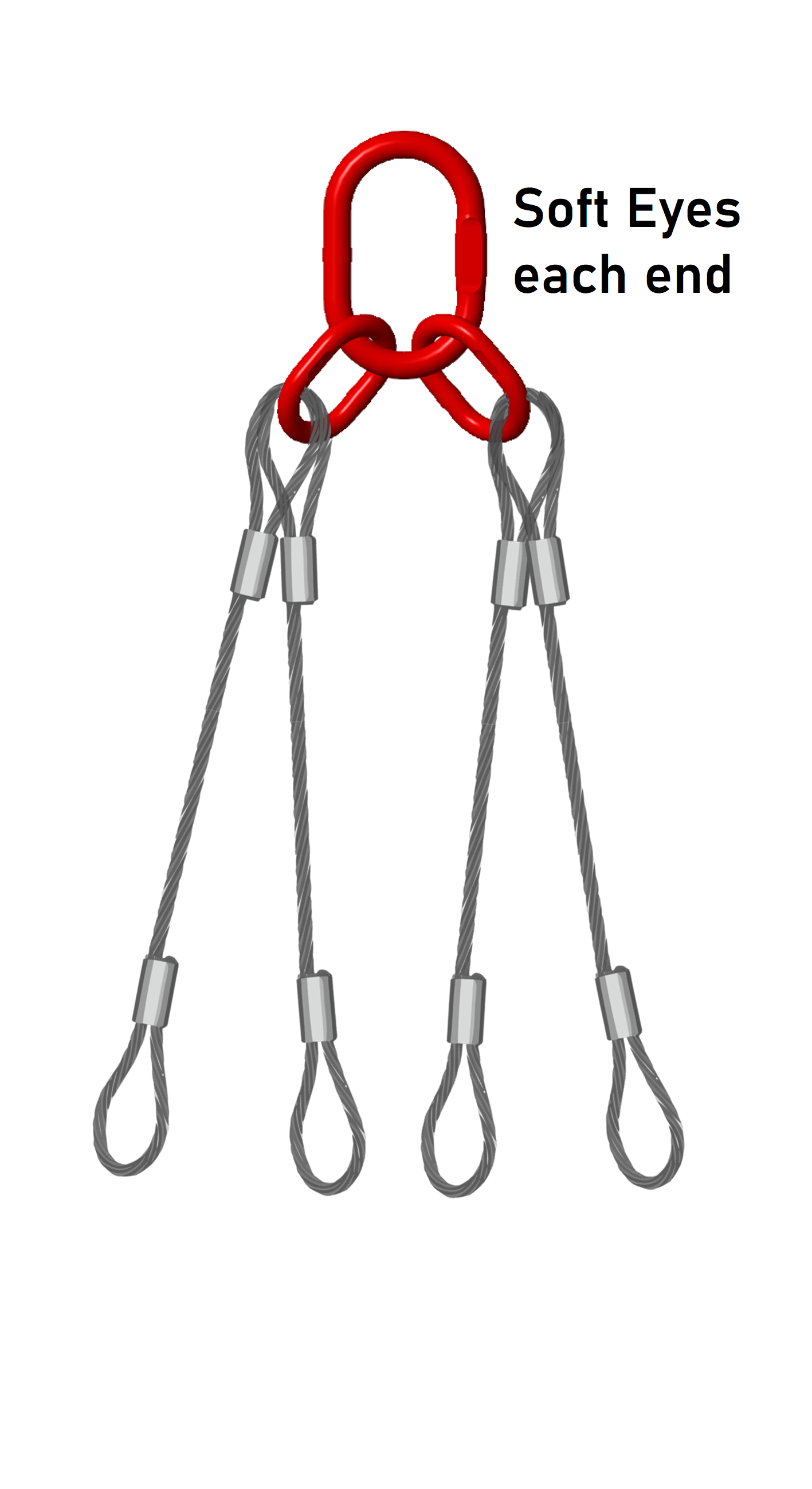 12mm Wire Rope Sling with Four Legs - 3.8 Ton Capacity - Heavy Duty Lifting Equipment for Construction, Marine & Industrial Use