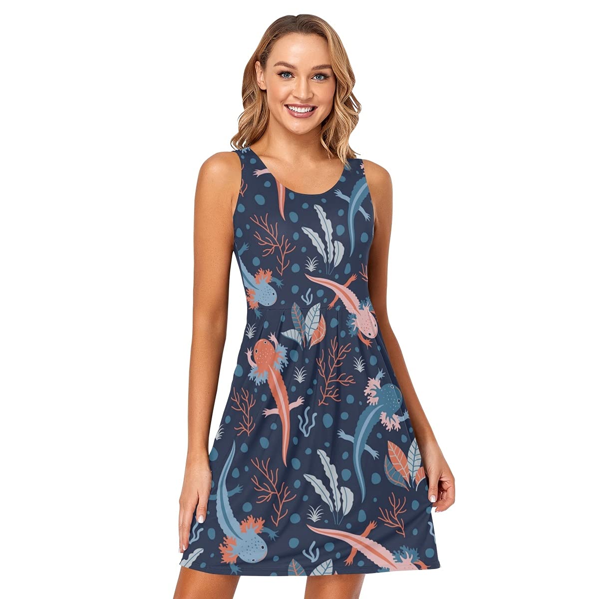 Women's Sleeveless Summer Beach Dress - Casual Sun Dress with Pockets | Perfect for Vacations, Pool Parties & Outdoor Activities