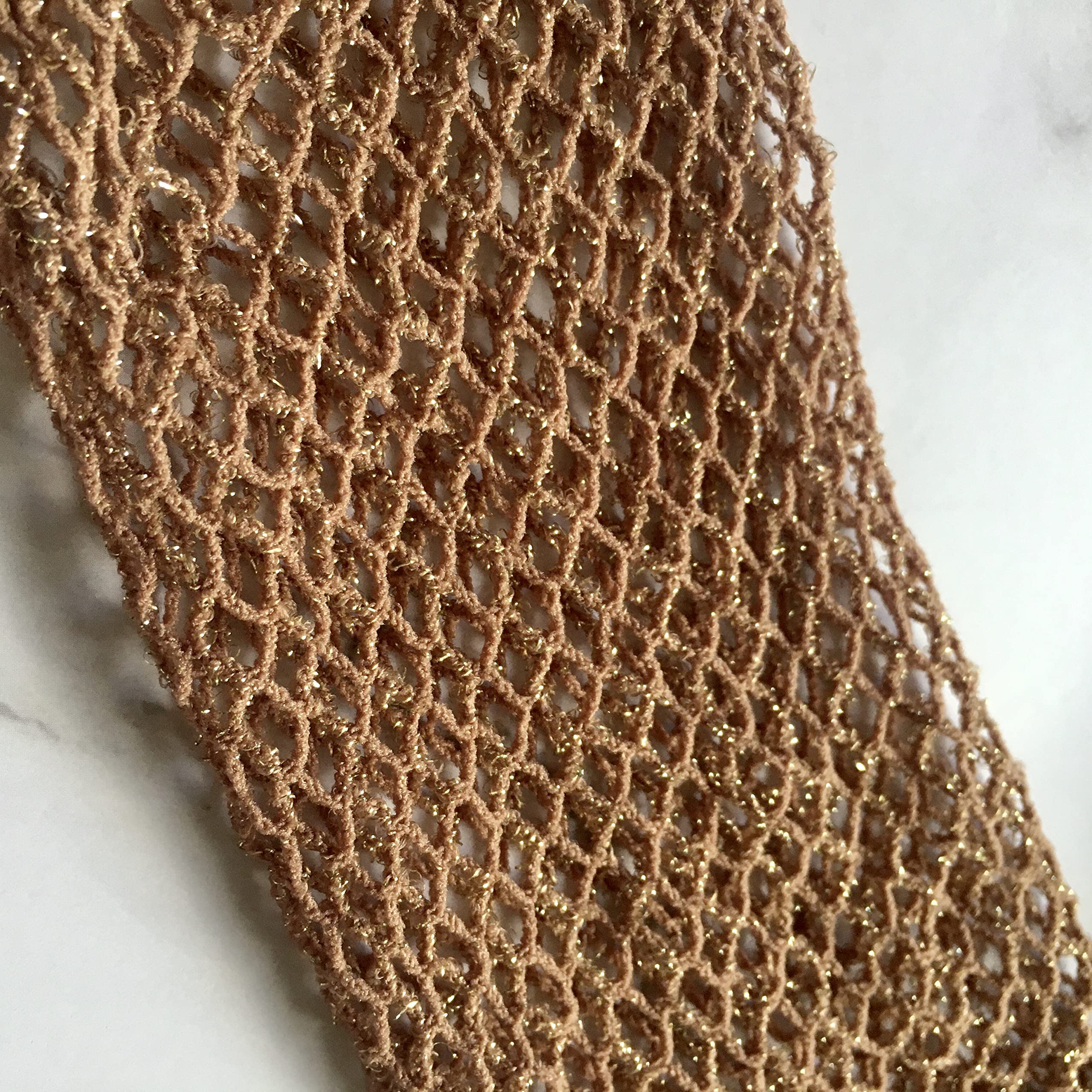 V-Cut Skintone Gold Glitter Fishnet Stockings for Women | VCUT Carnival Tights for Black & Brown Skin | Perfect for Halloween, Cosplay, and Burlesque Performances