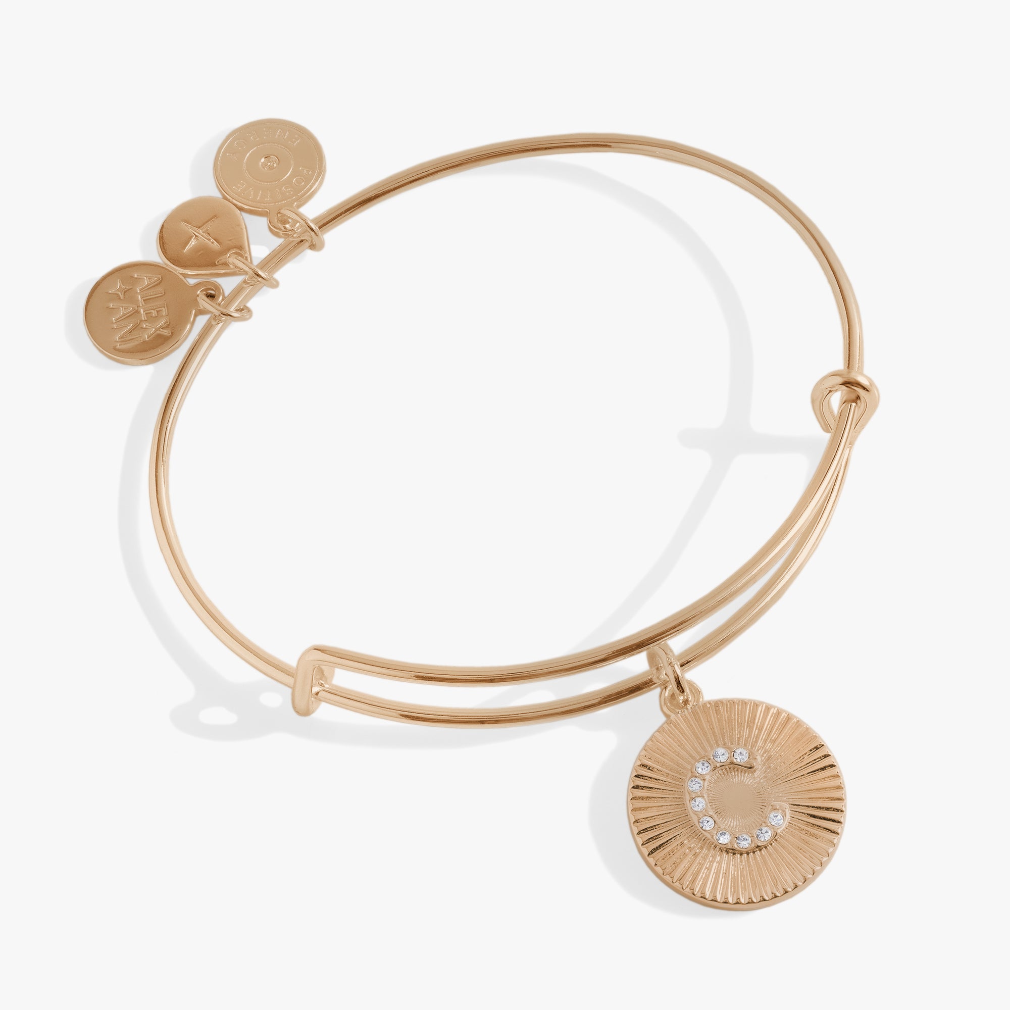 Initial C Pave Starburst Texture Bangle - Elegant Gold Plated CZ Bracelet for Women | Perfect for Parties, Weddings & Everyday Wear