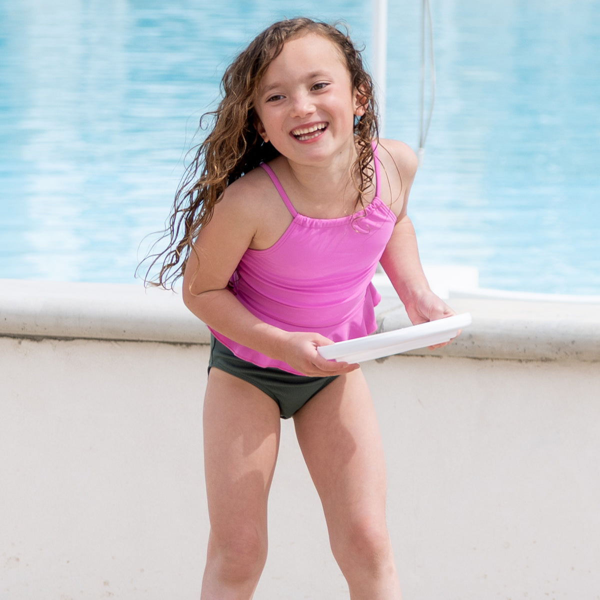 Girls High Neck Peplum Tankini Top - Stylish Swimwear for Beach, Pool & Summer Vacations