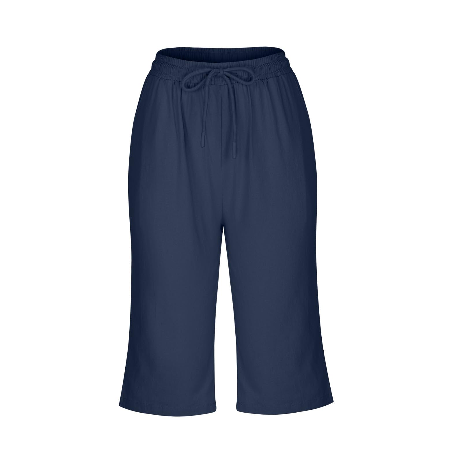 Women's Linen Bermuda Shorts - High Waisted Summer Shorts with Pockets for Beach & Lounge