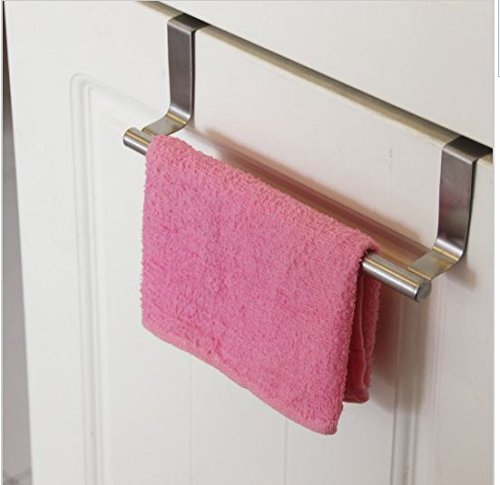 Stainless Steel Adjustable Over Cabinet Towel Bar & Holder - Kitchen Drawer Storage Hook for Dish Towels & Utensils - Perfect for Organizing Small Spaces in Home & Office