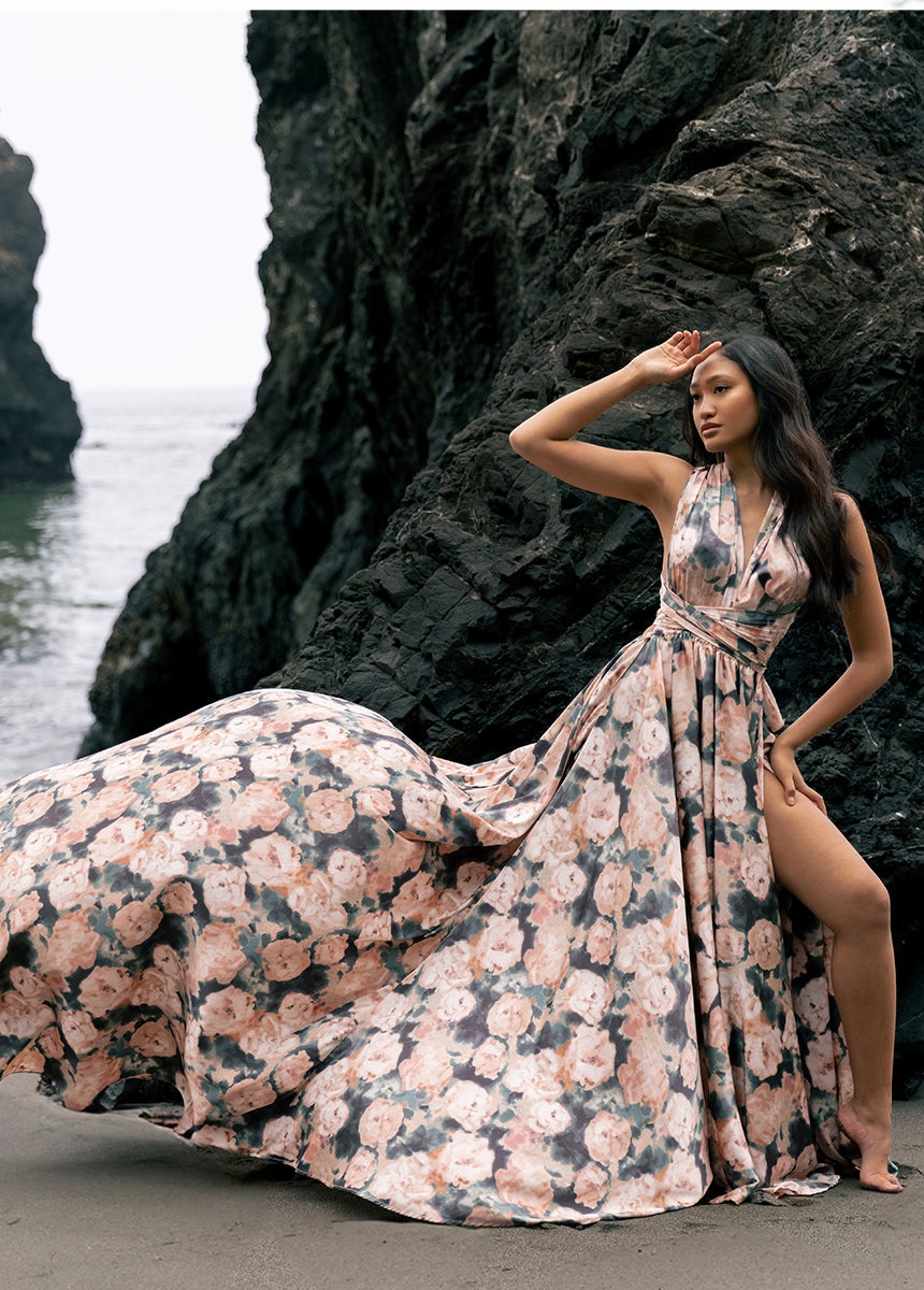 June Impact Dress in Cool Watercolor - Flowy Summer Maxi Dress for Women | Perfect for Beach Vacations, Weddings & Date Nights